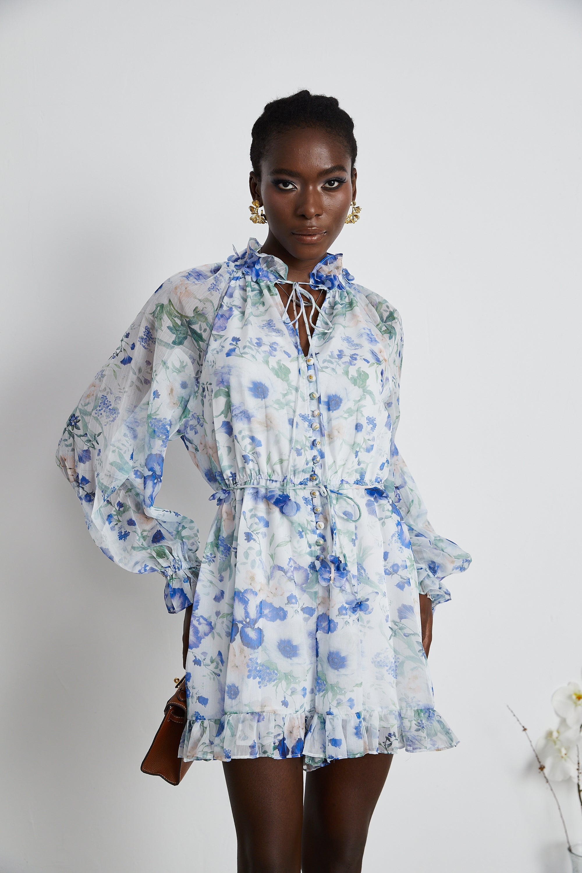 Isabeau white floral-print mini dress (US Only)