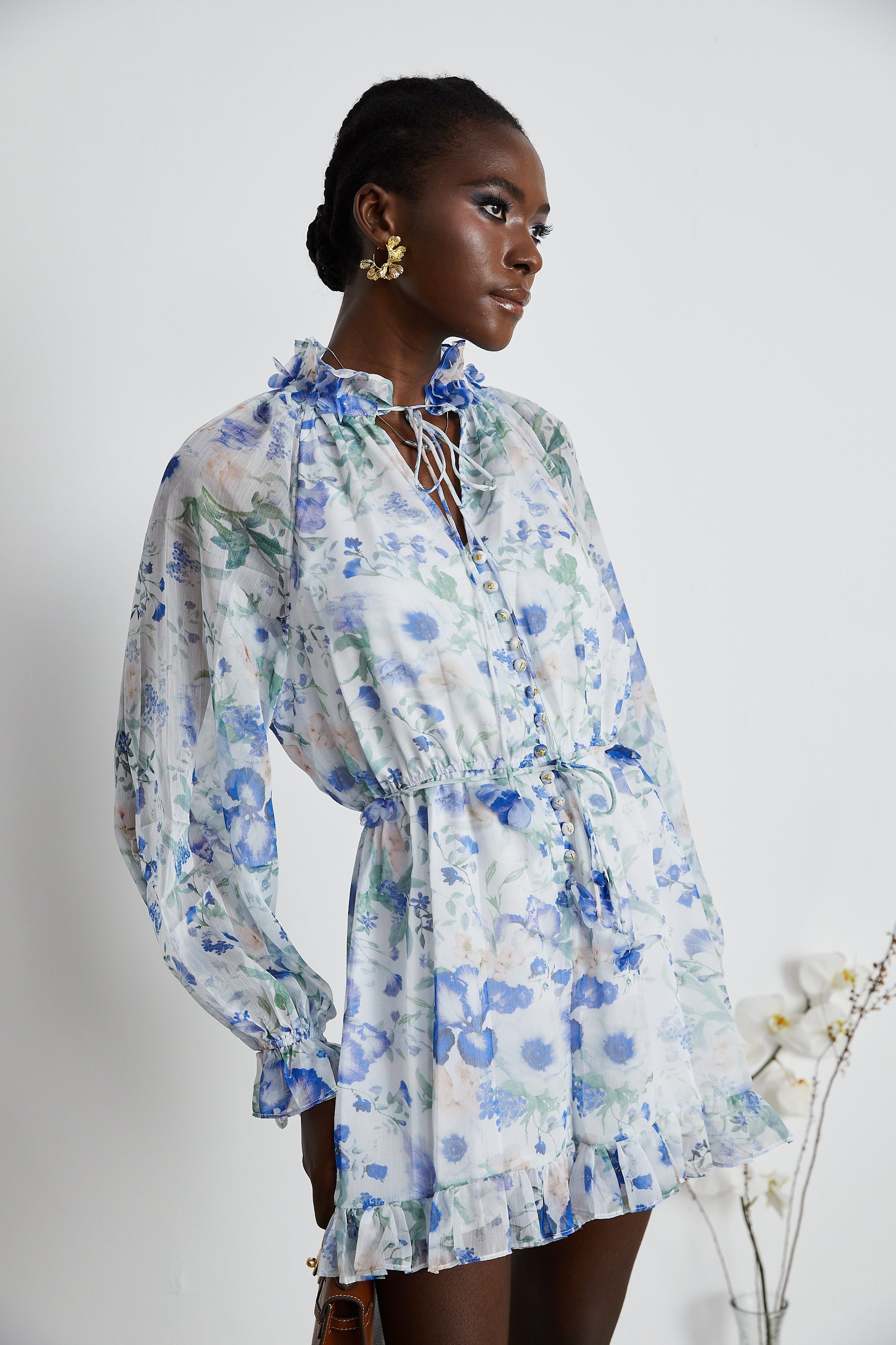 Isabeau white floral-print mini dress (US Only)