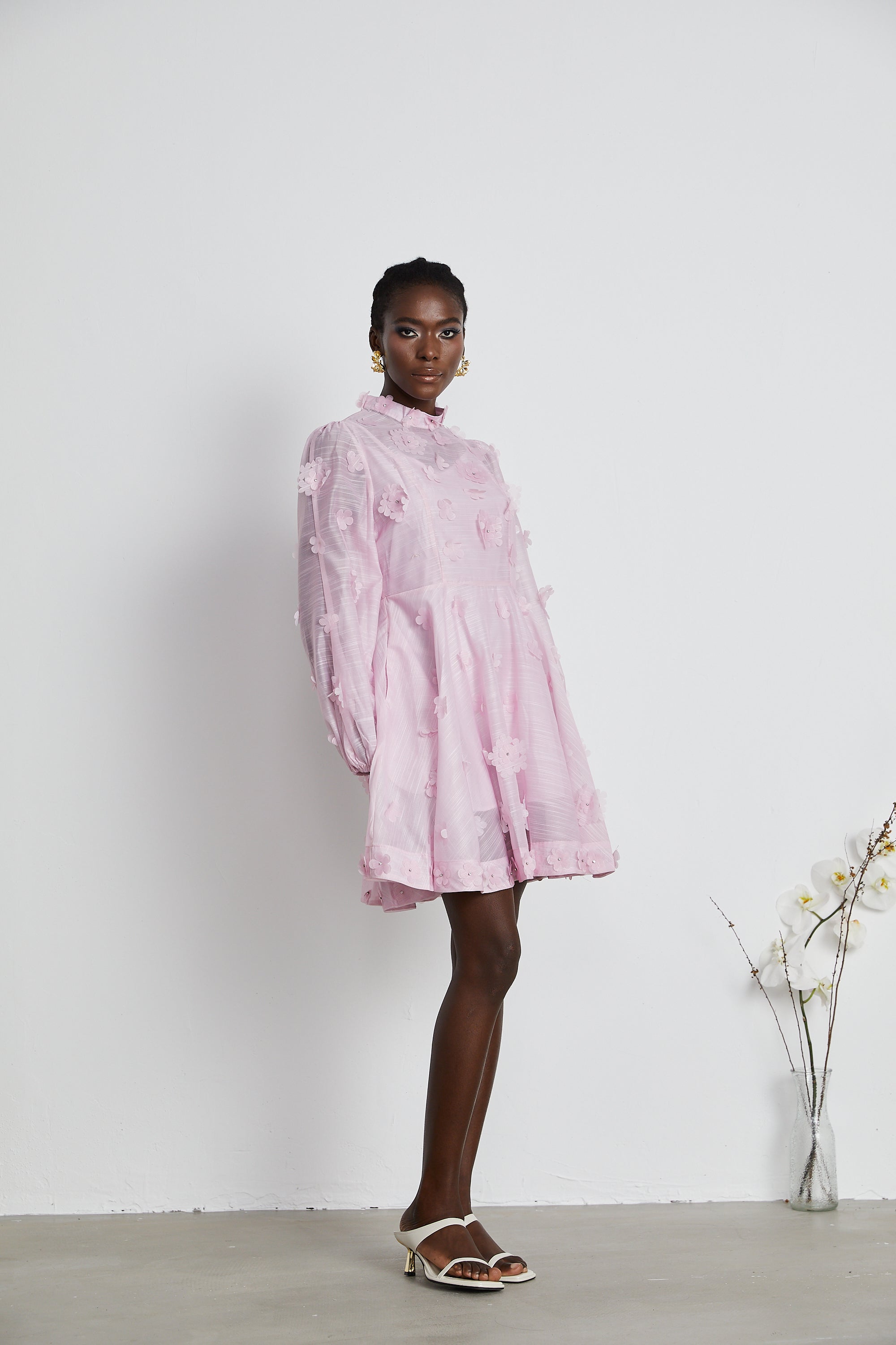Honorine pink floral-appliqué mini dress (US Only)