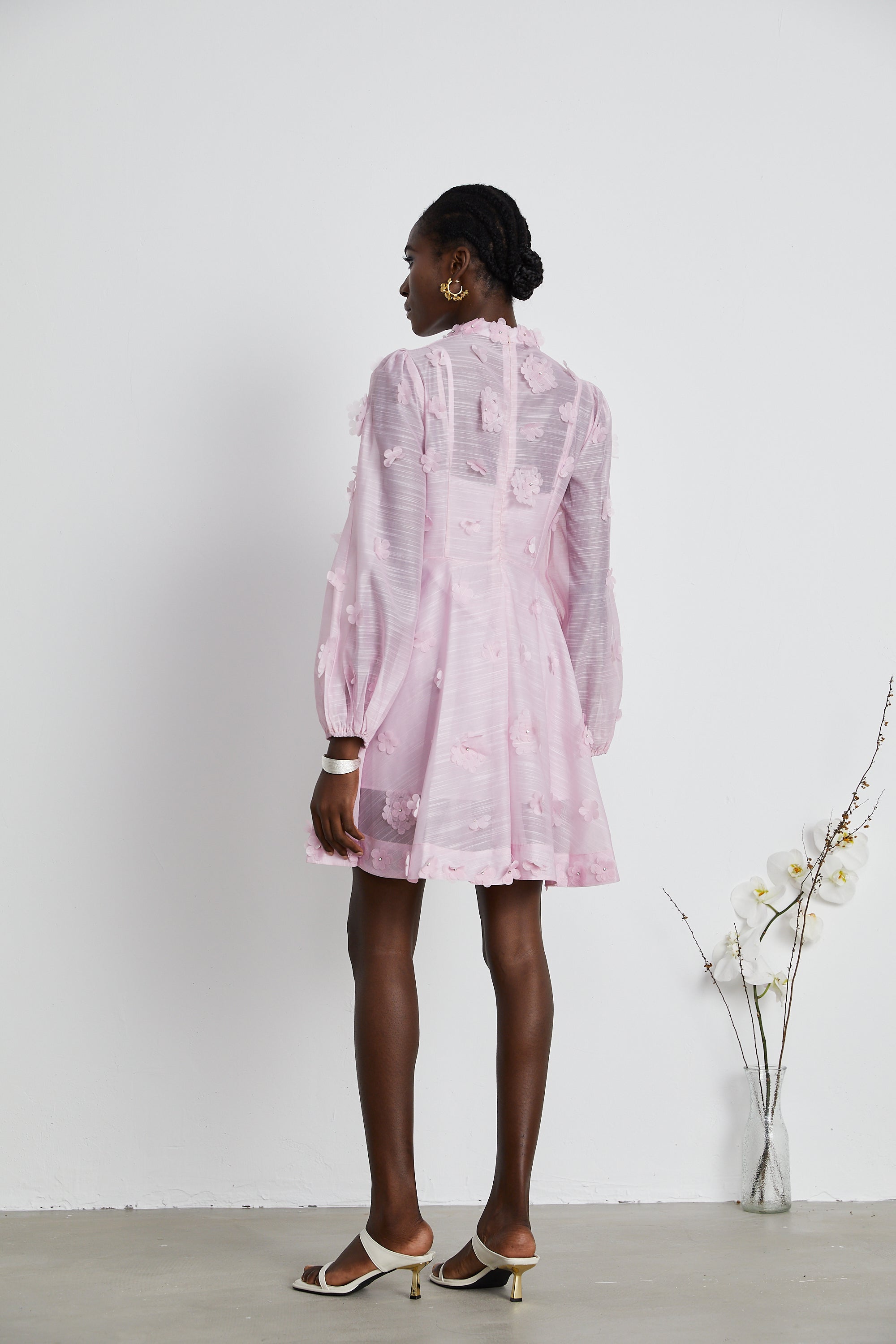 Honorine pink floral-appliqué mini dress (US Only)