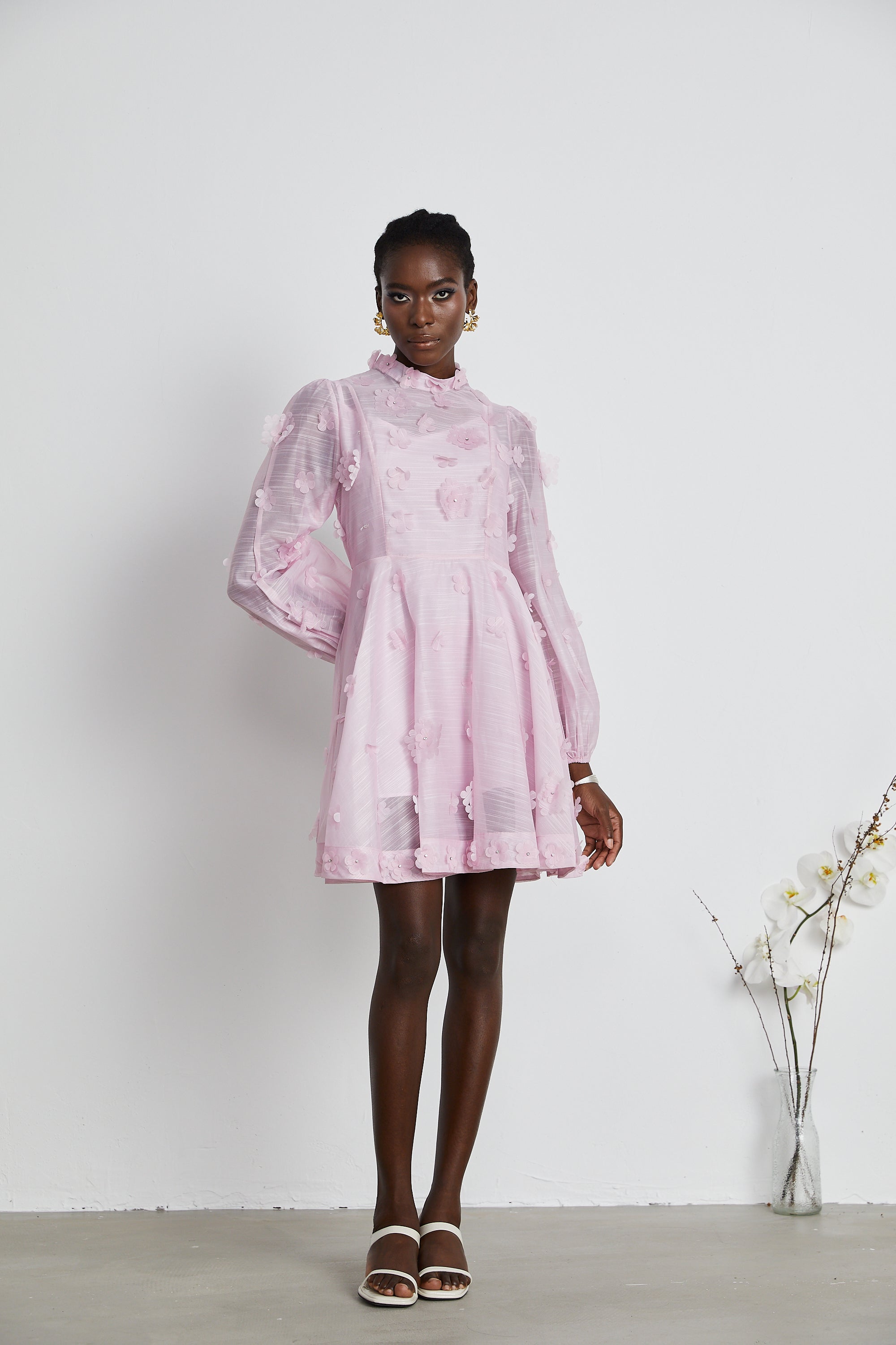 Honorine pink floral-appliqué mini dress (US Only)