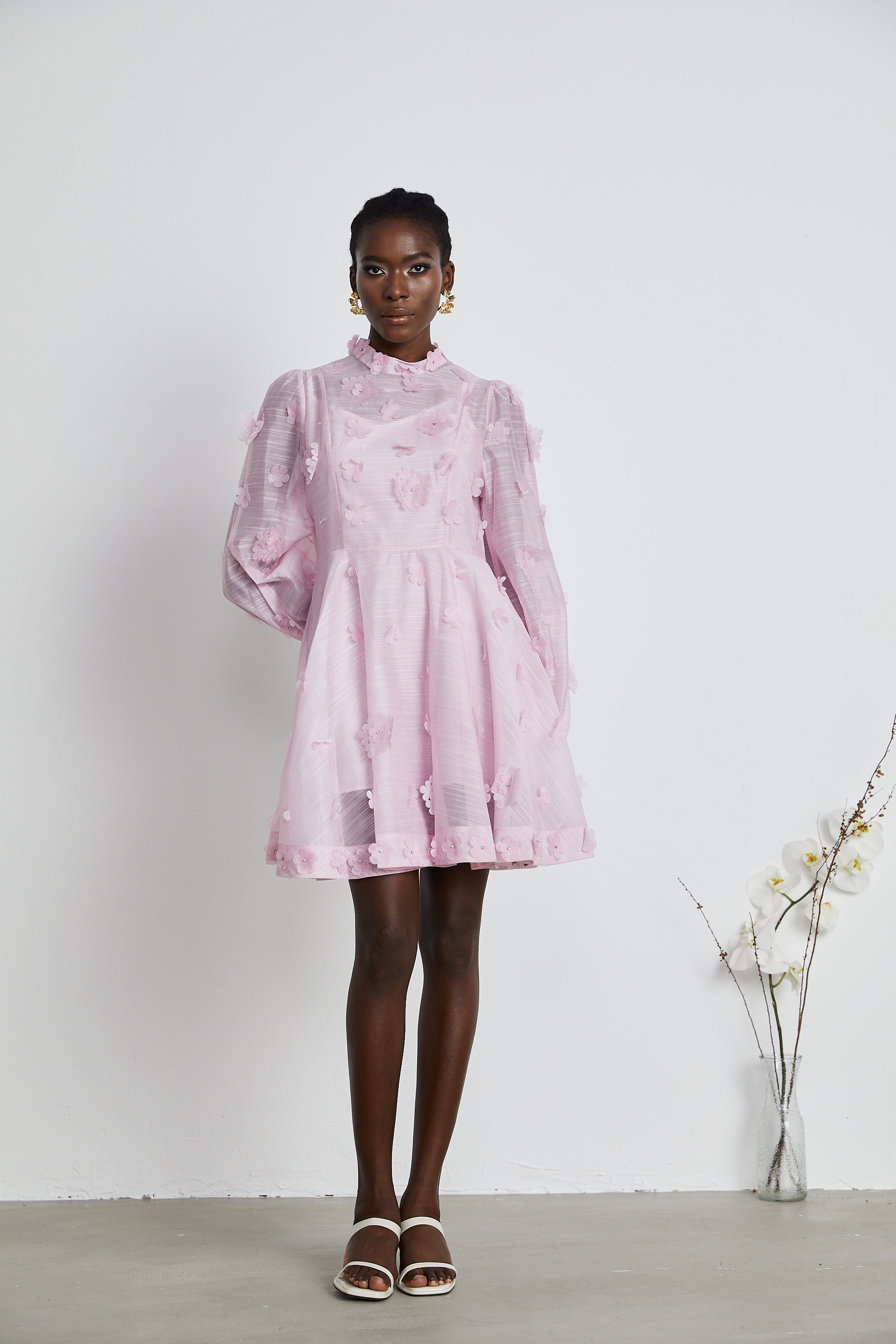 Honorine pink floral-appliqué mini dress (US Only)