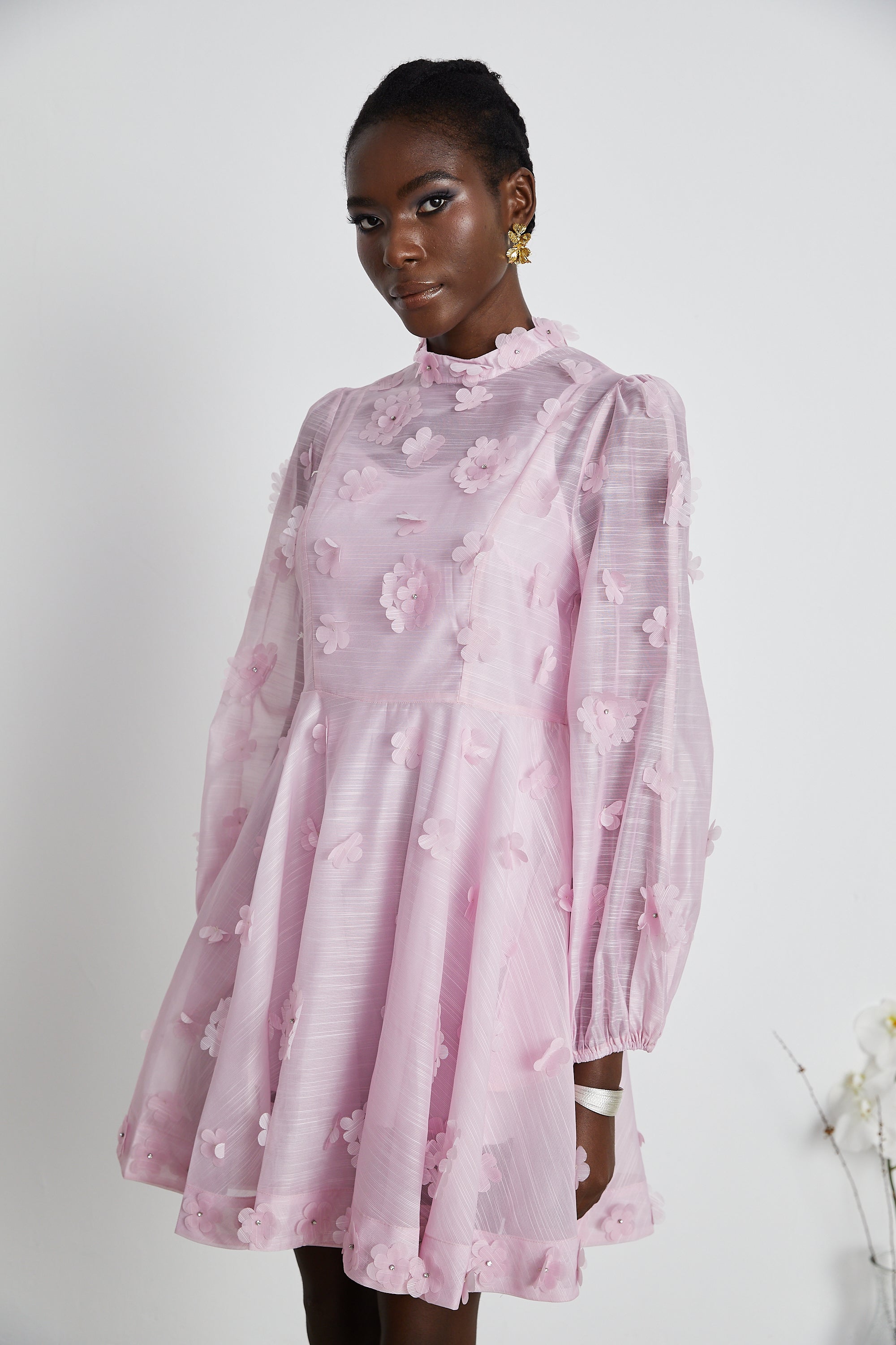 Honorine pink floral-appliqué mini dress (US Only)