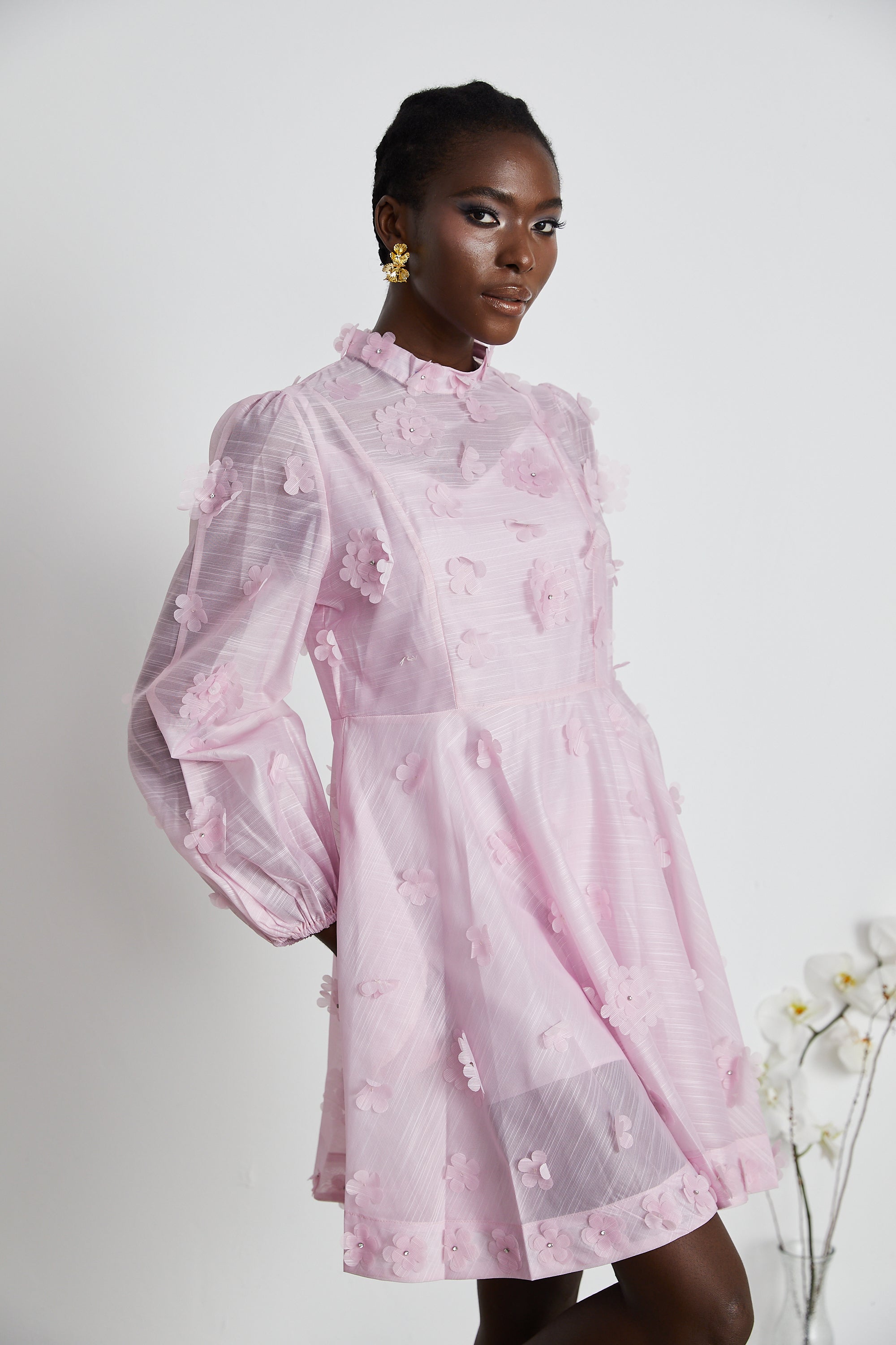 Honorine pink floral-appliqué mini dress (US Only)