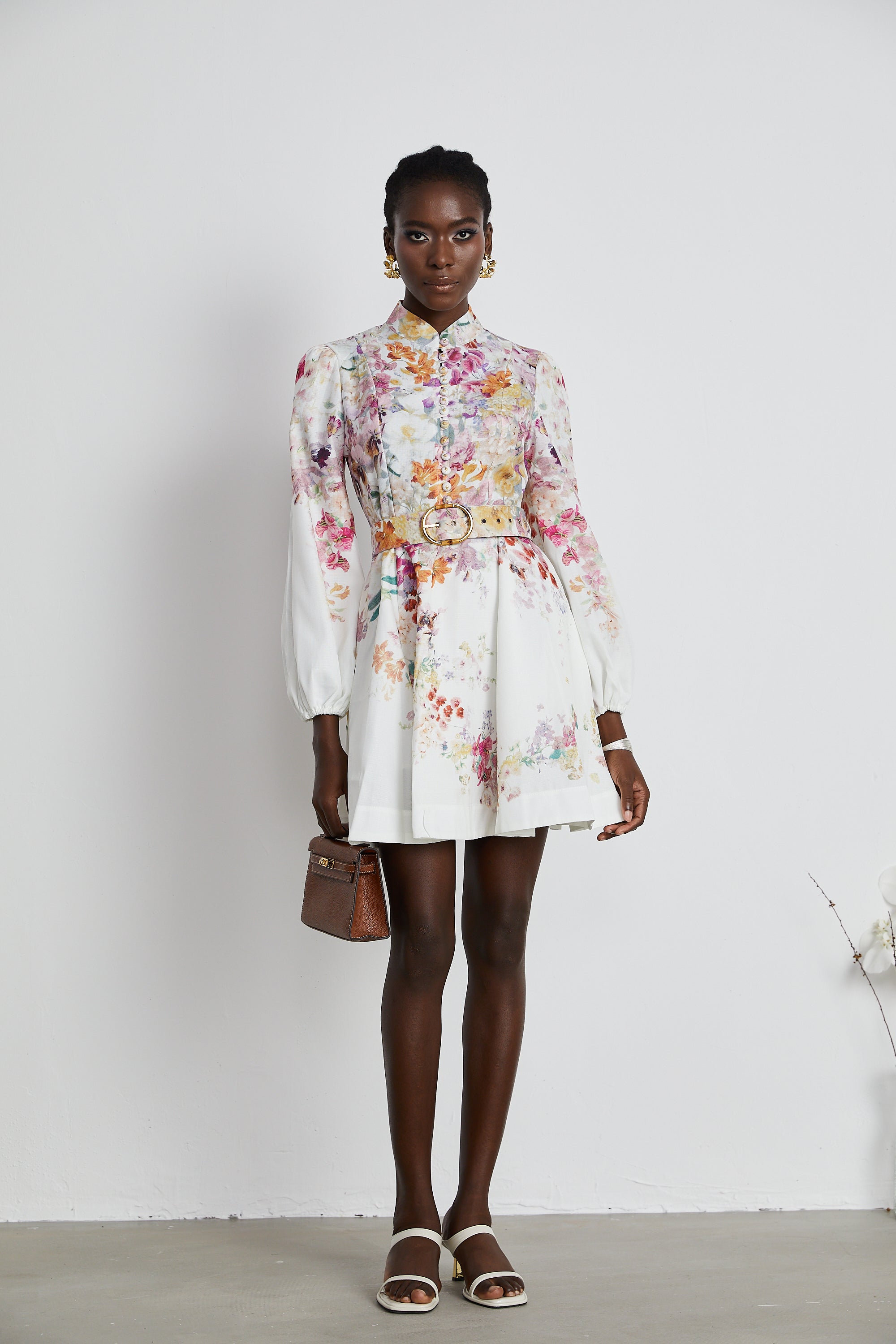 Bianca floral-print mini dress