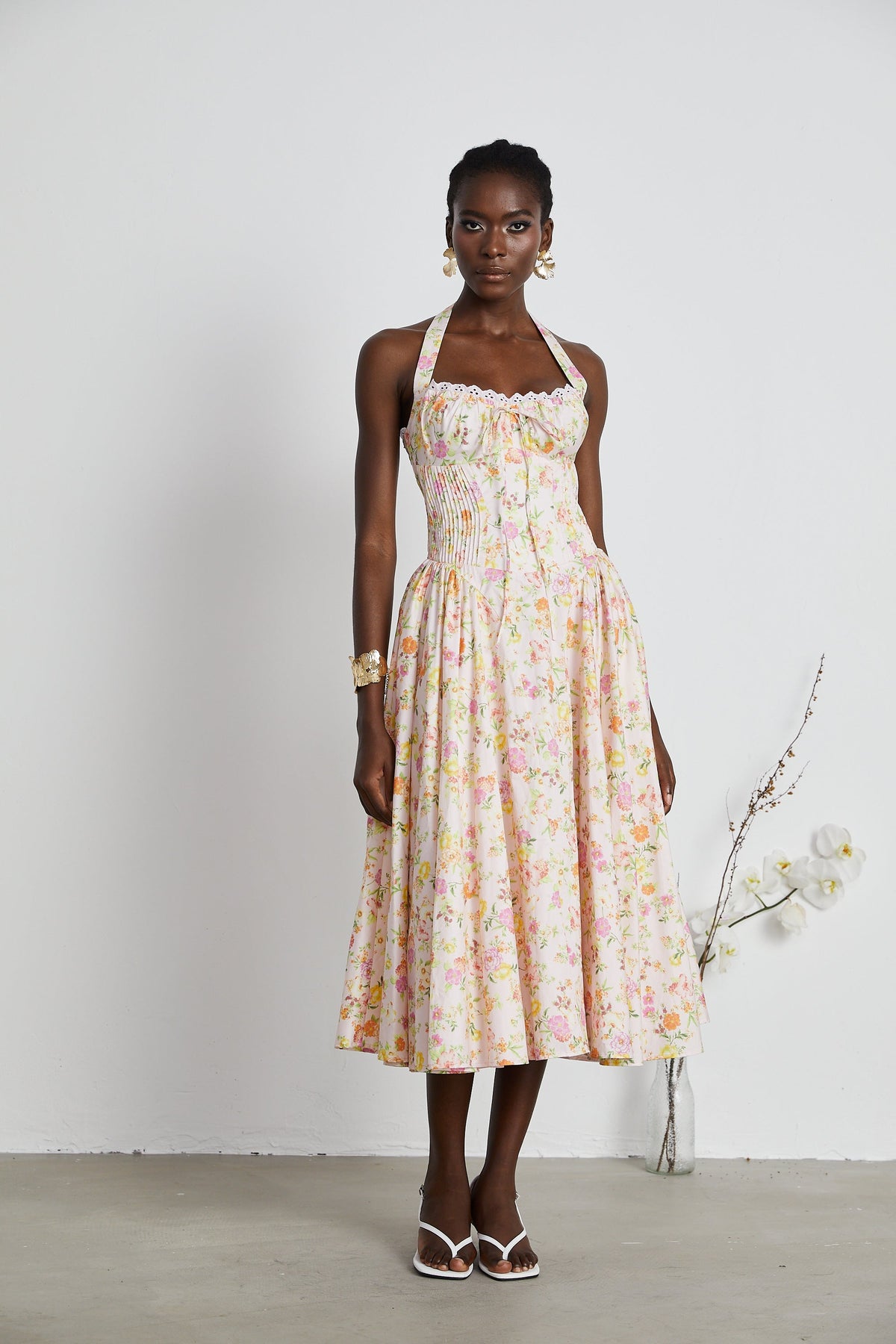 Odette floral-print halterneck midi dress (Final Sale)