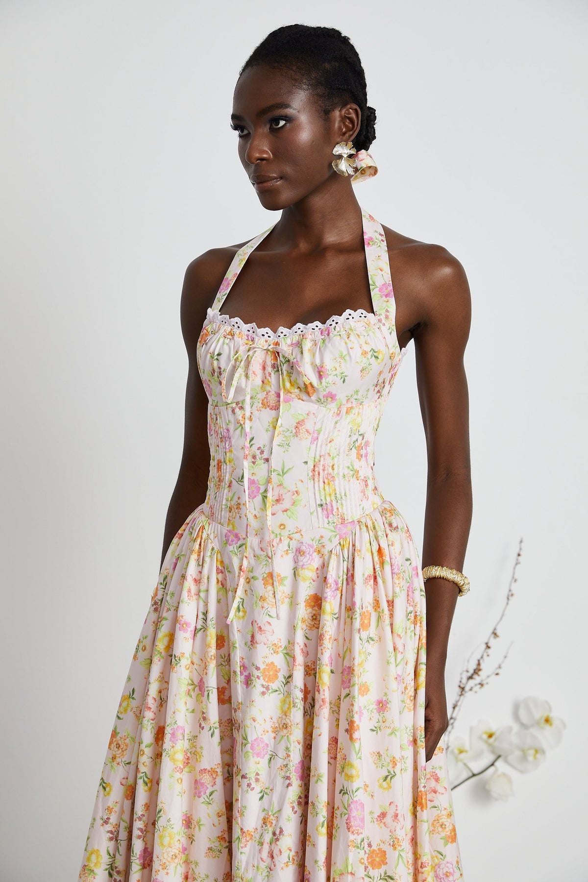 Odette floral-print halterneck midi dress (Final Sale)