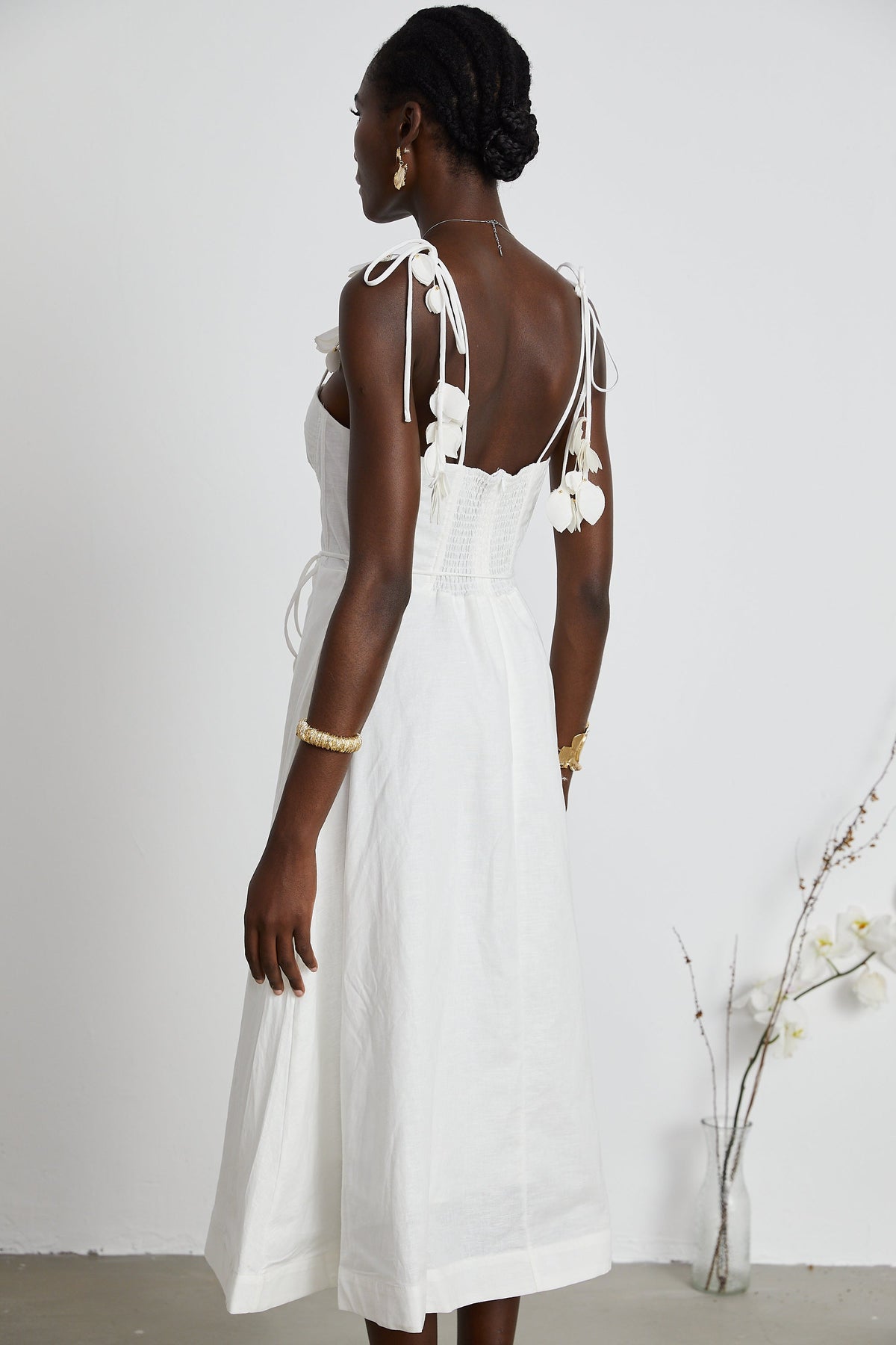 Hélène white corset midi dress