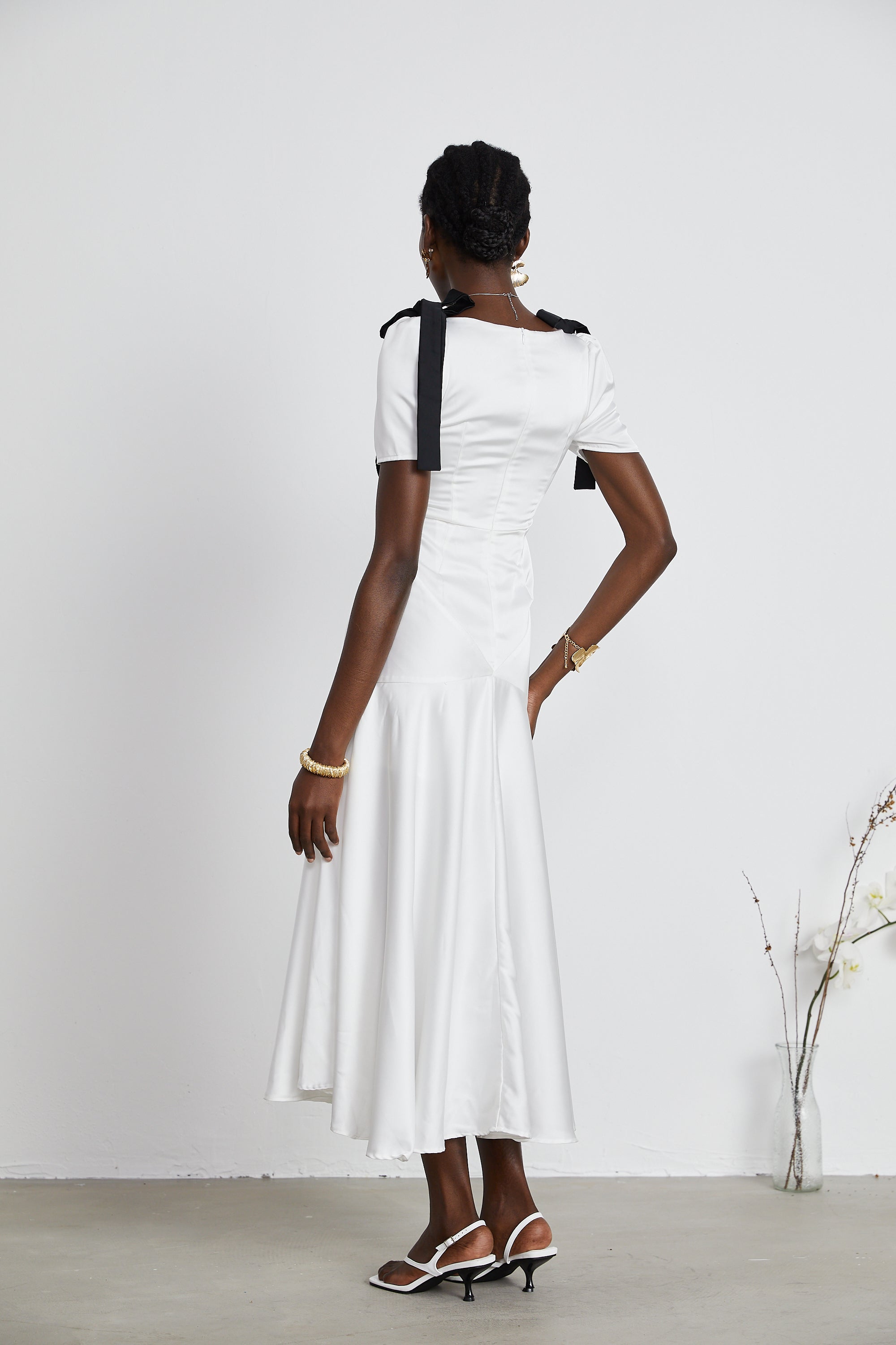 Cyrielle ribbon-detail puff-sleeve maxi dress (Final Sale)