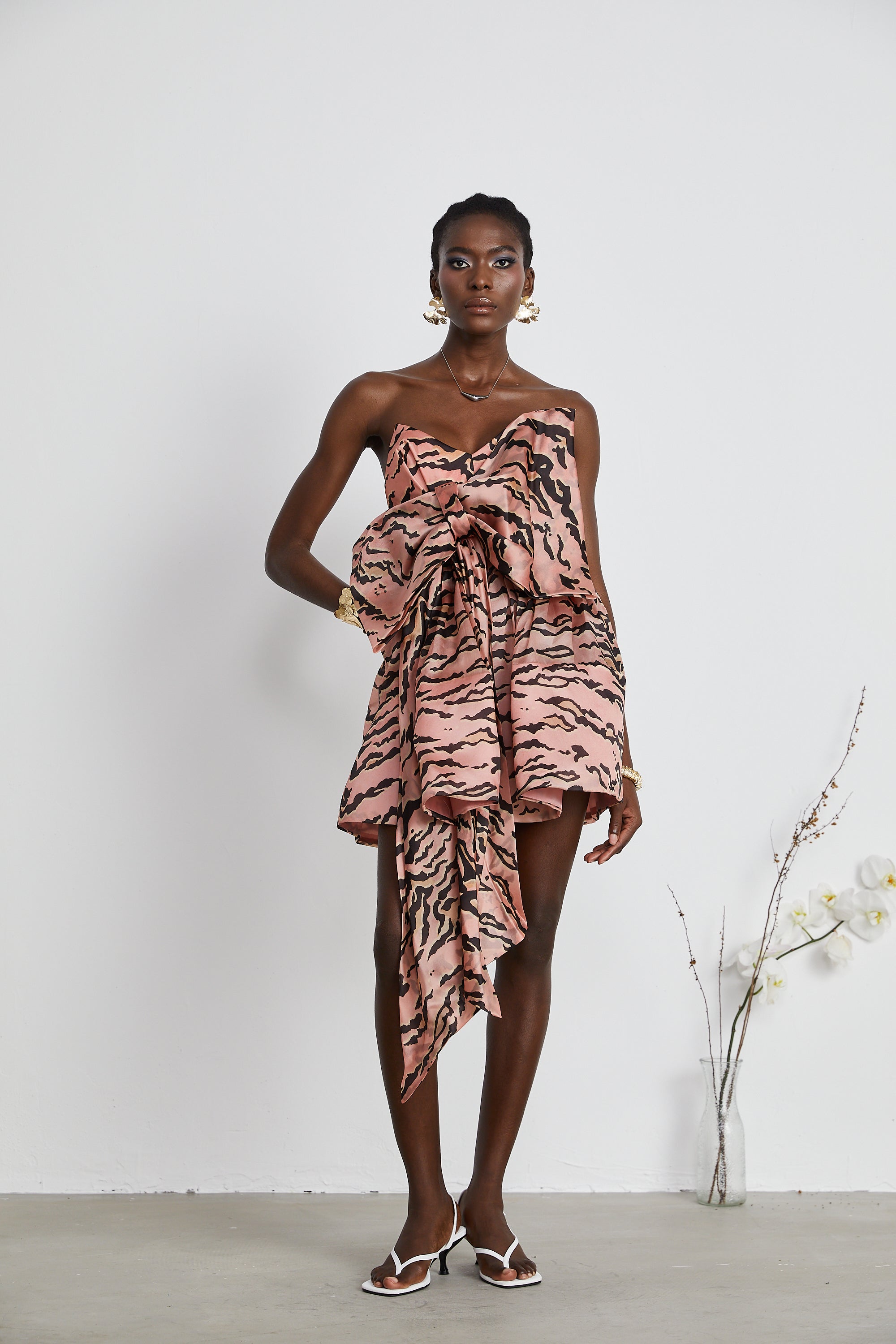 Lillie bow-detail flared mini dress (US Only)