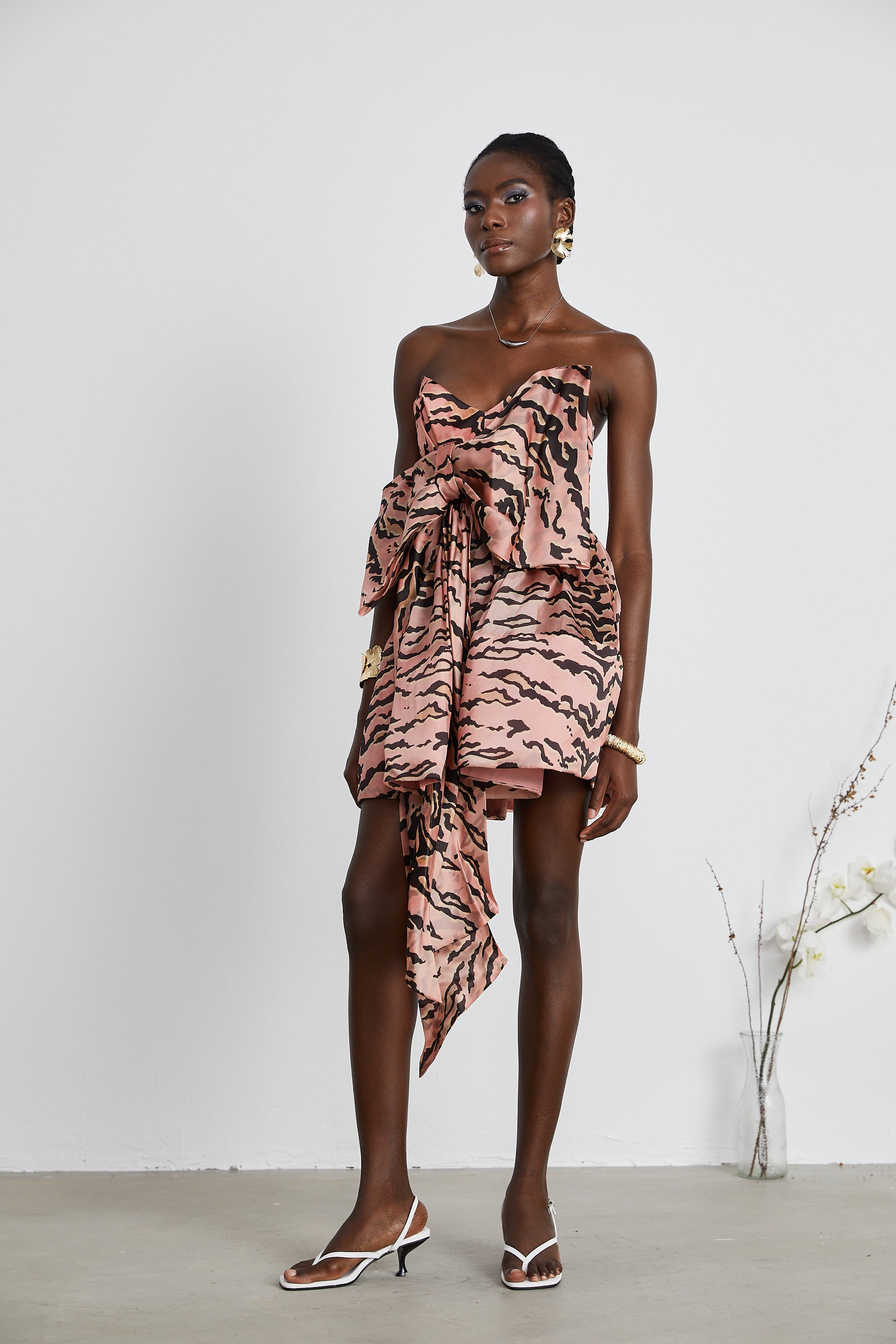 Lillie bow-detail flared mini dress (US Only)