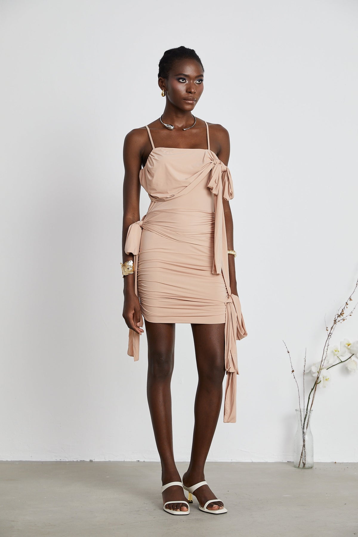 Vivien asymmetrical sash-detailing mini dress