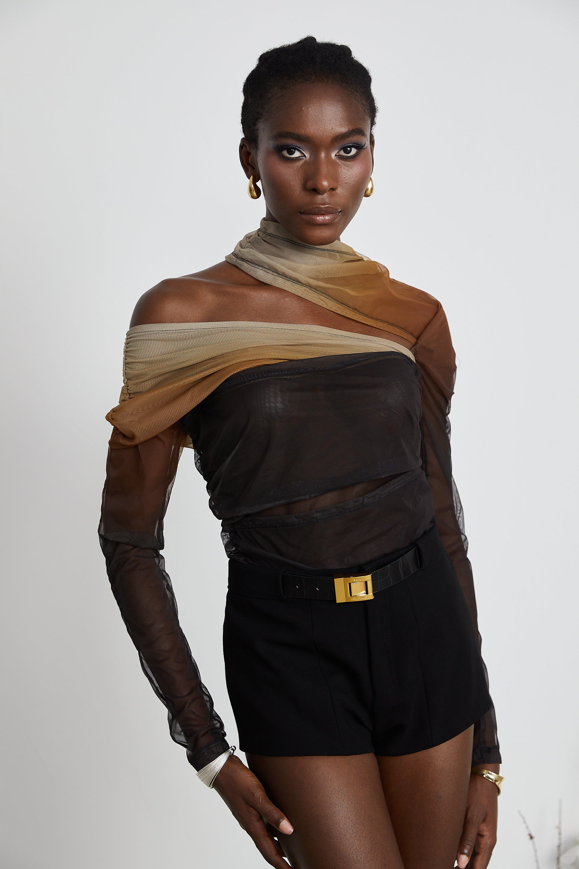 Capucine ruched gradient-effect bodysuit