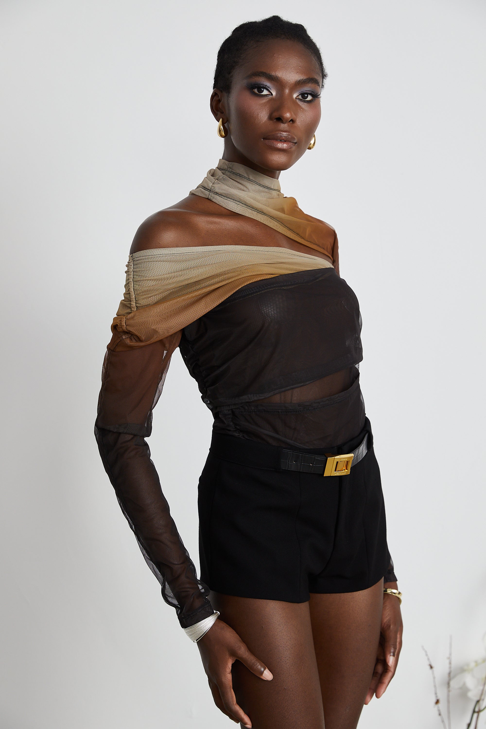 Capucine ruched gradient-effect bodysuit