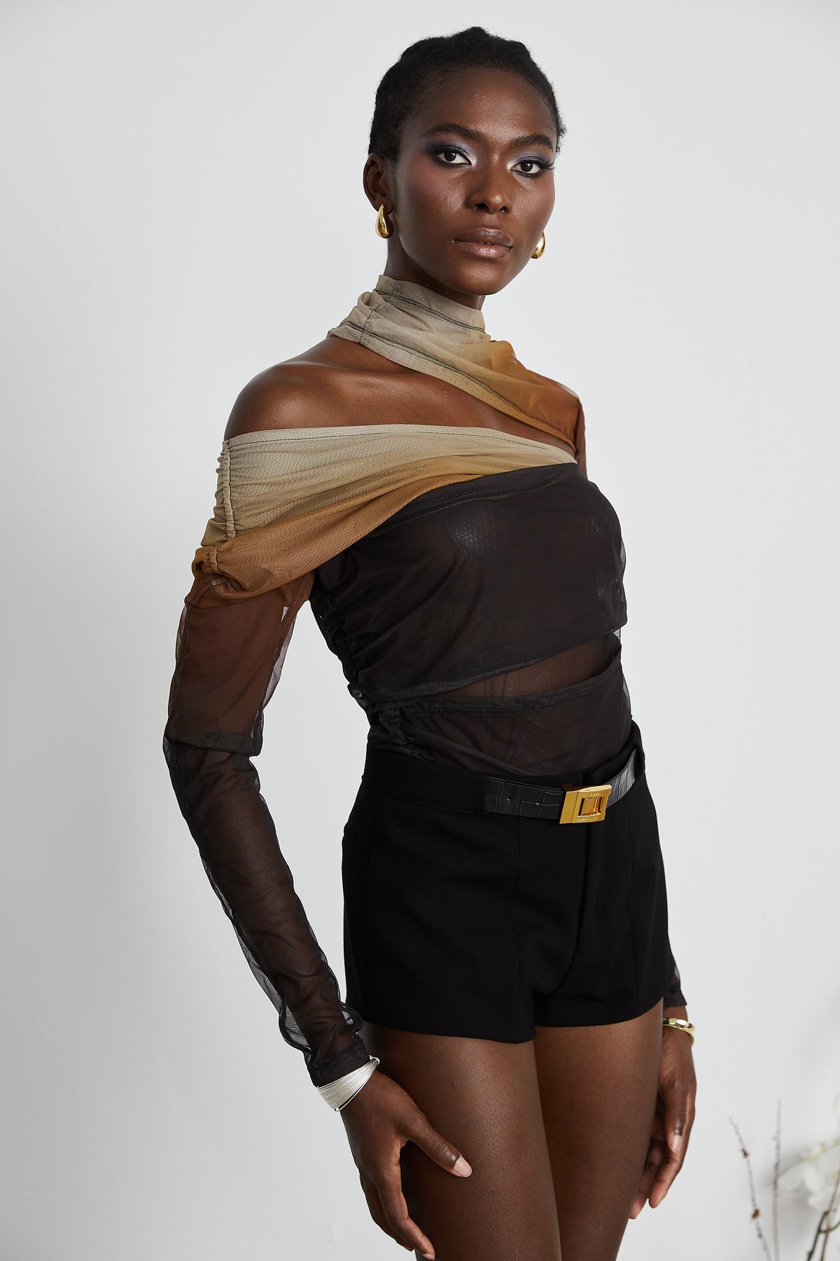 Capucine ruched gradient-effect bodysuit