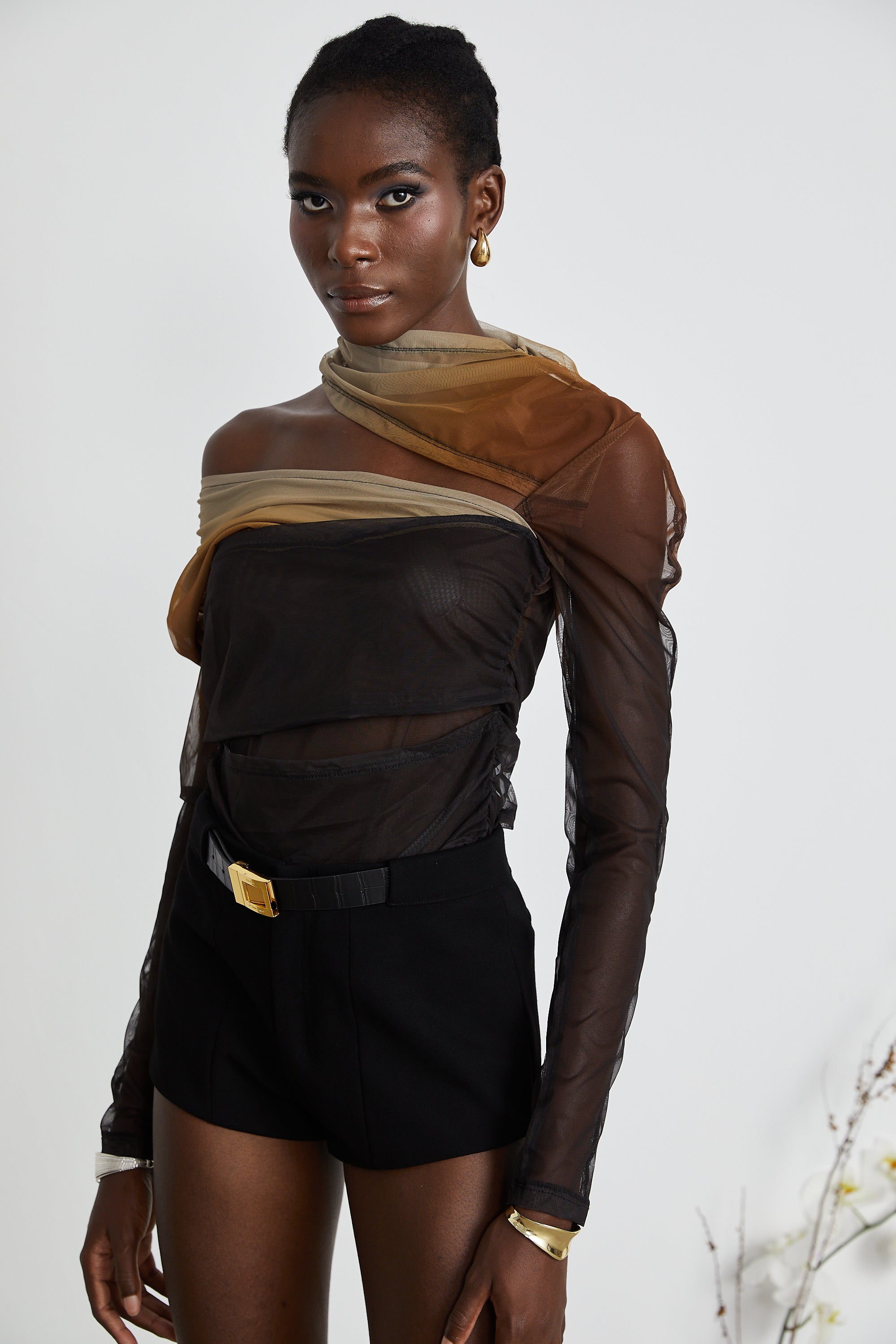 Capucine ruched gradient-effect bodysuit