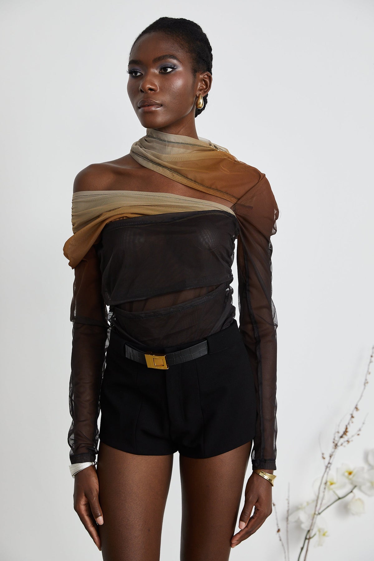 Capucine ruched gradient-effect bodysuit