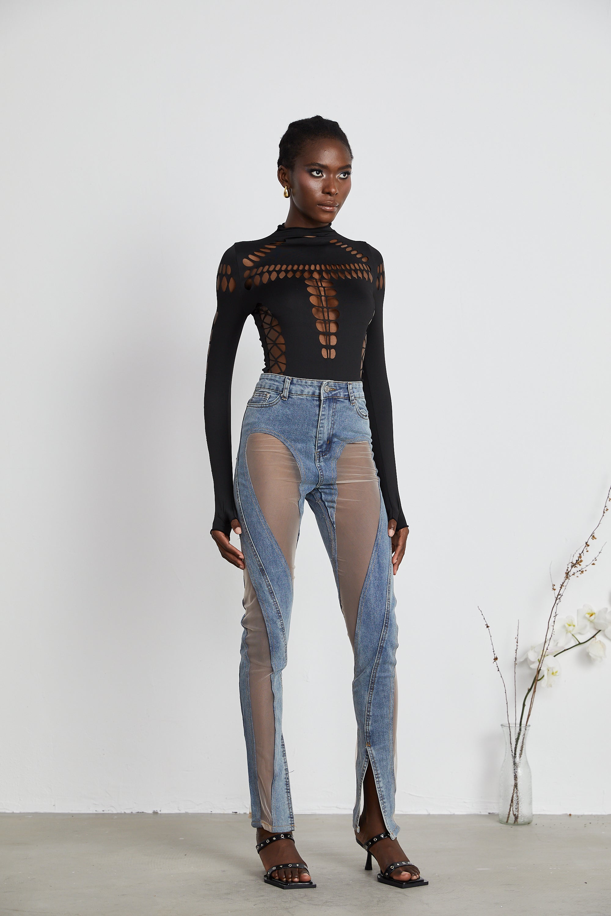 Aélis sheer-panelled jeans (Final Sale-US Only)