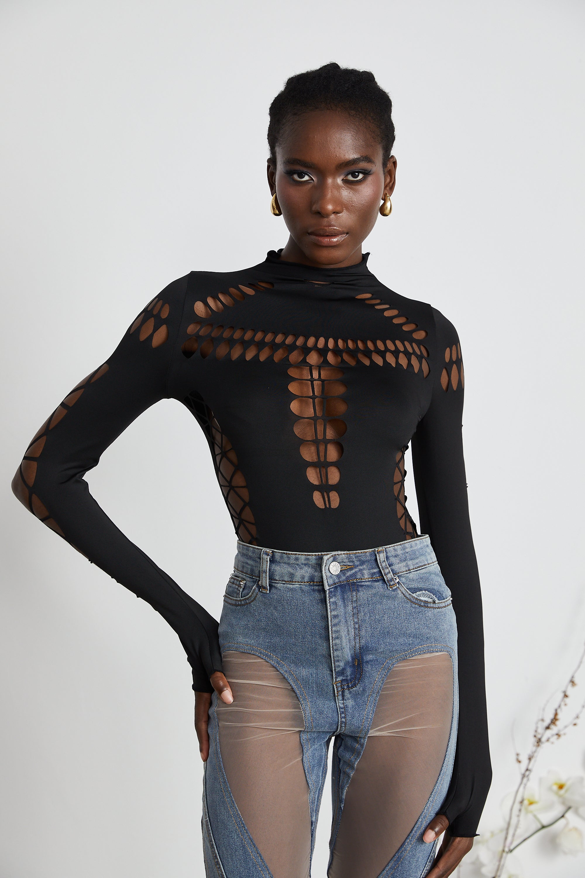 Capriana Long-Sleeve Cutout Bodysuit (Final Sale)
