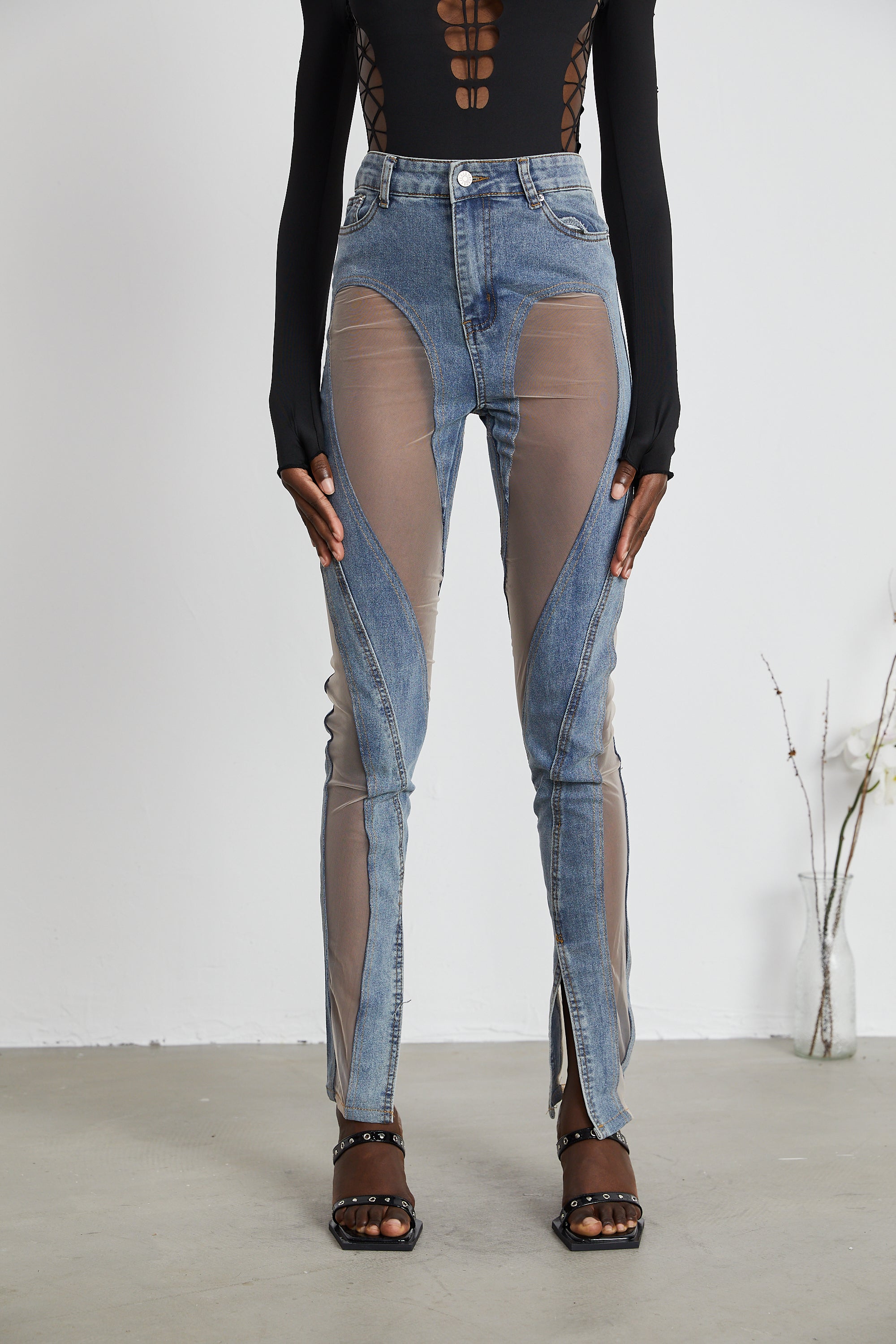 Aélis sheer-panelled jeans (Final Sale-US Only)