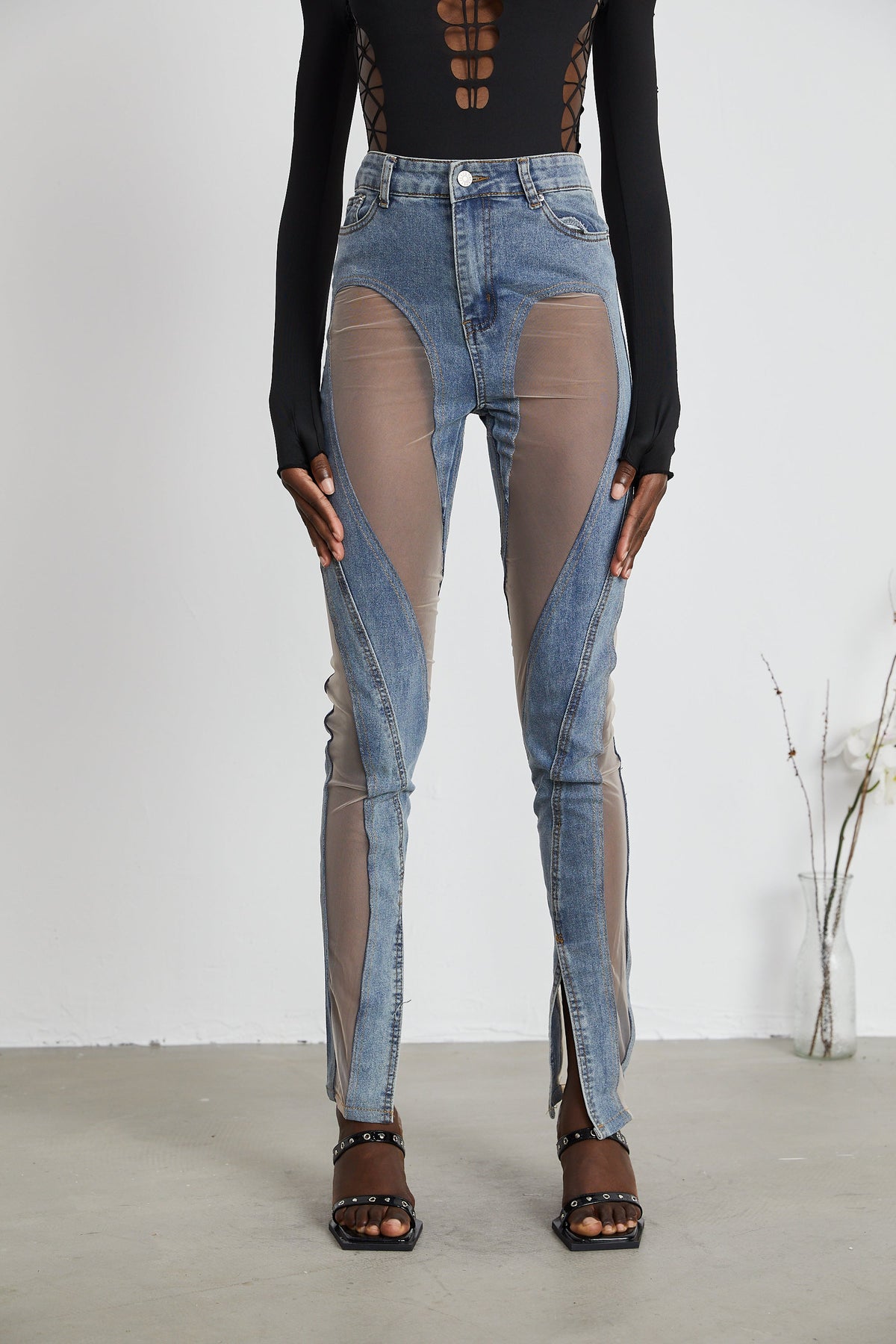 Aélis sheer-panelled jeans (Final Sale-US Only)