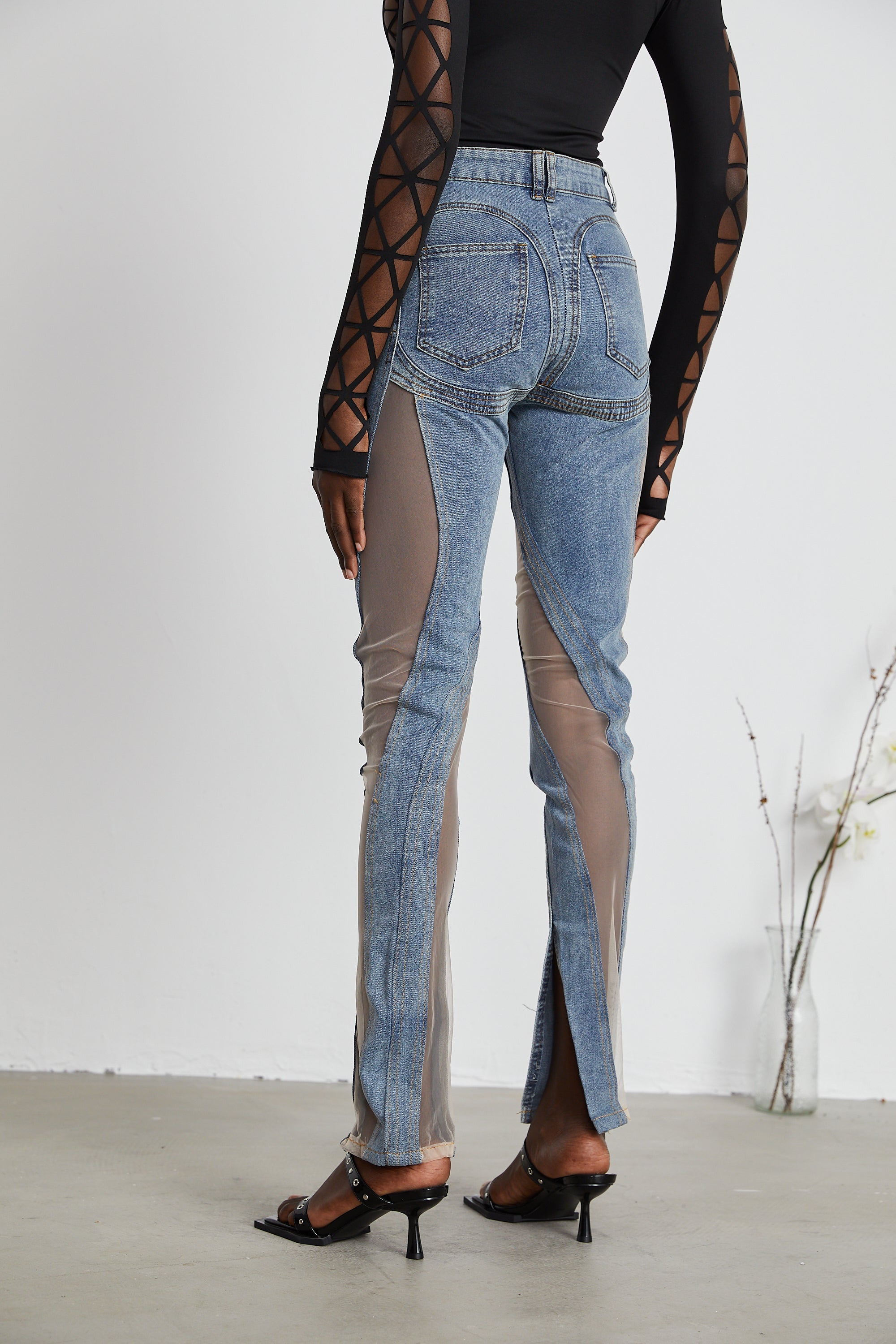 Aélis sheer-panelled jeans (Final Sale-US Only)