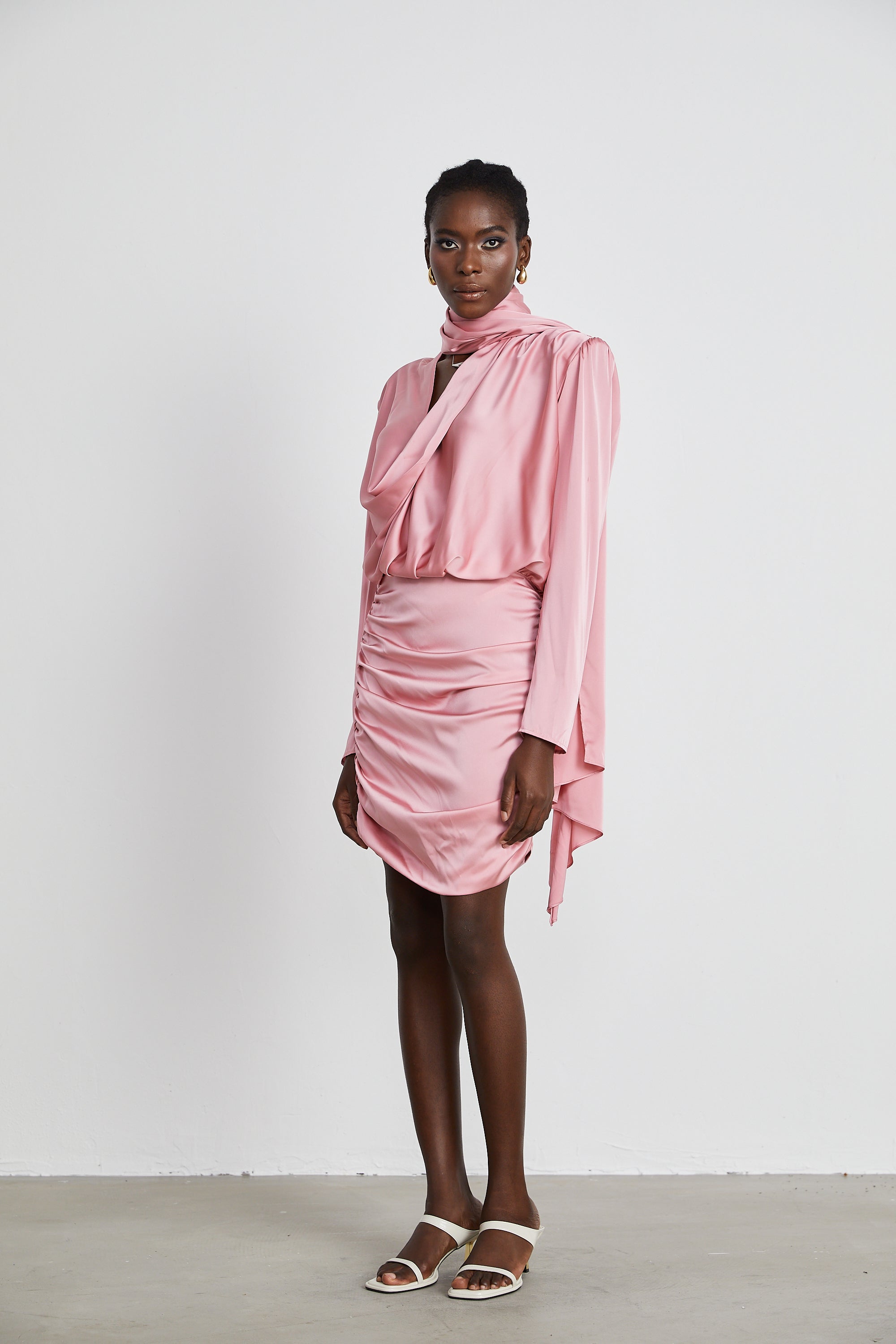 Aélis draped ruched satin mini dress (US Only)