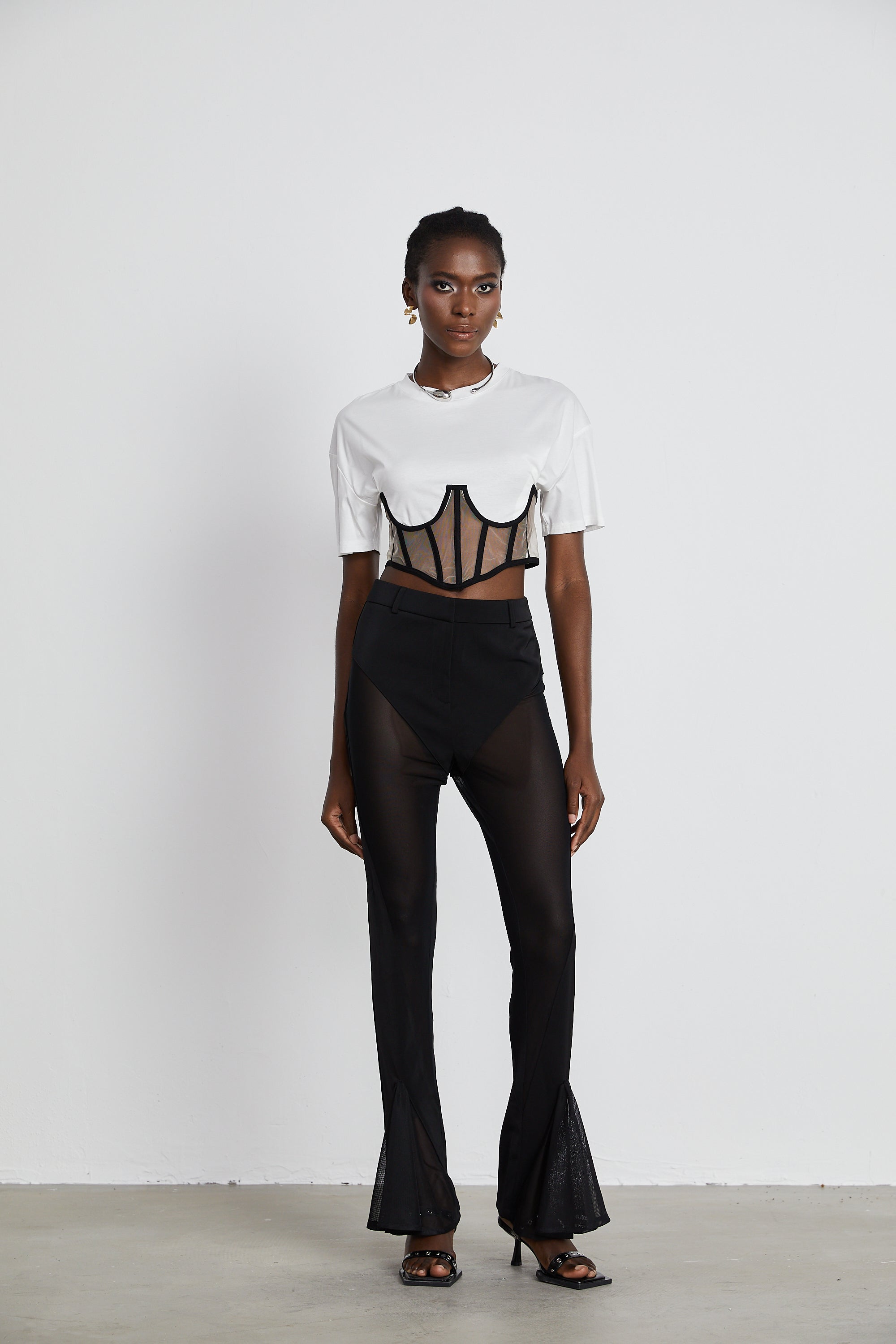Noémie sheer-panel flared trousers (Final Sale)