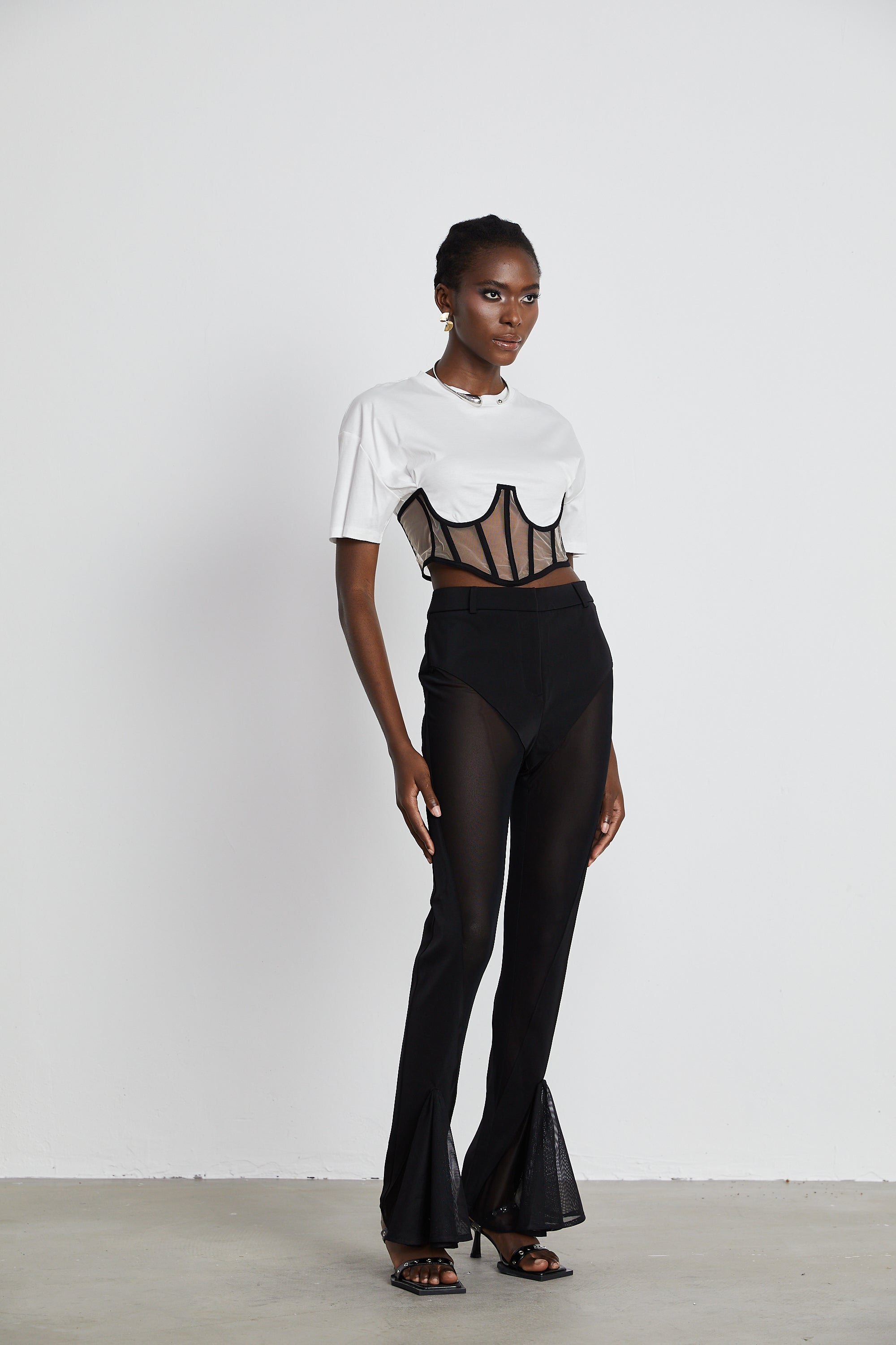 Noémie sheer-panel flared trousers (Final Sale)