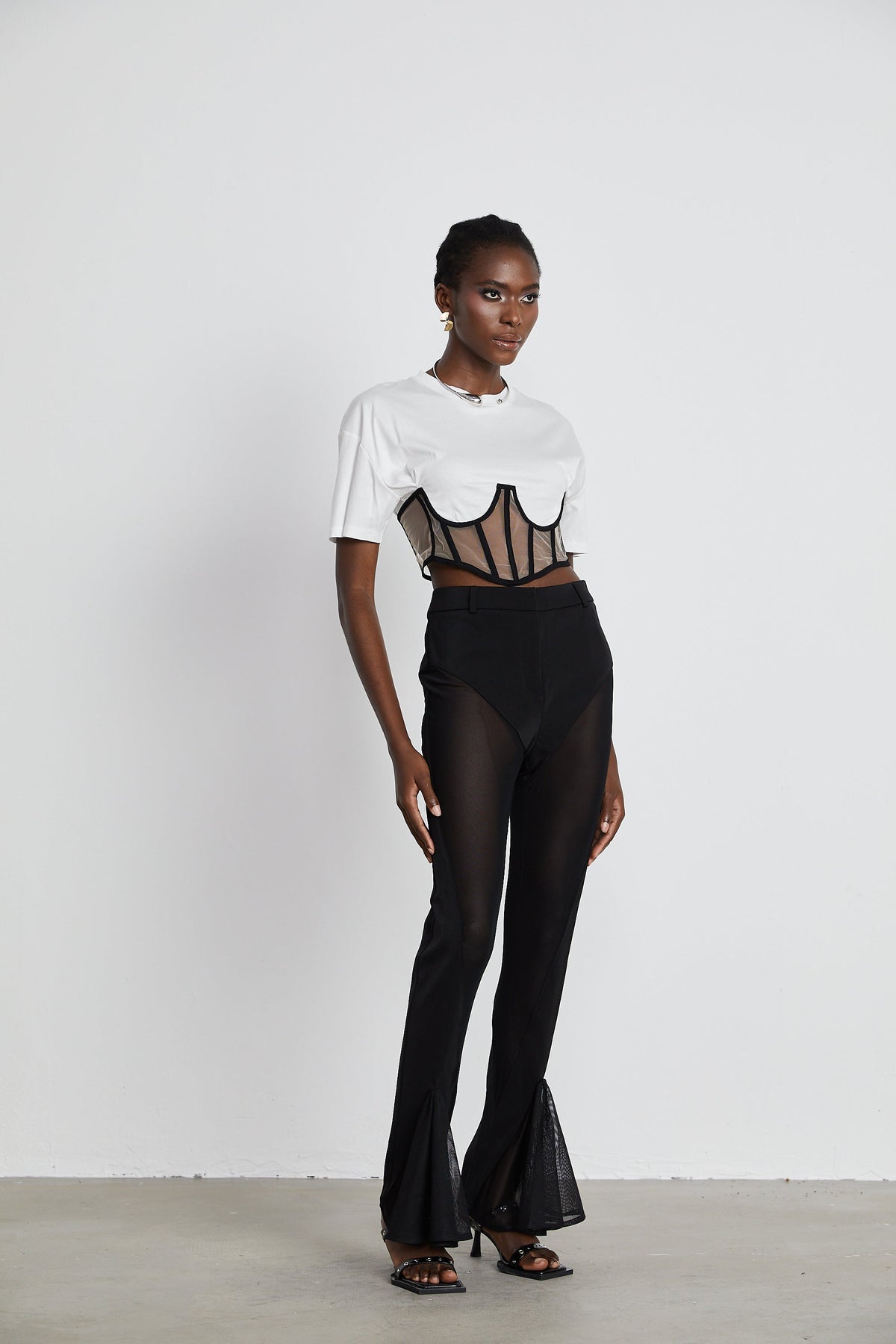 Noémie sheer-panel flared trousers (Final Sale)