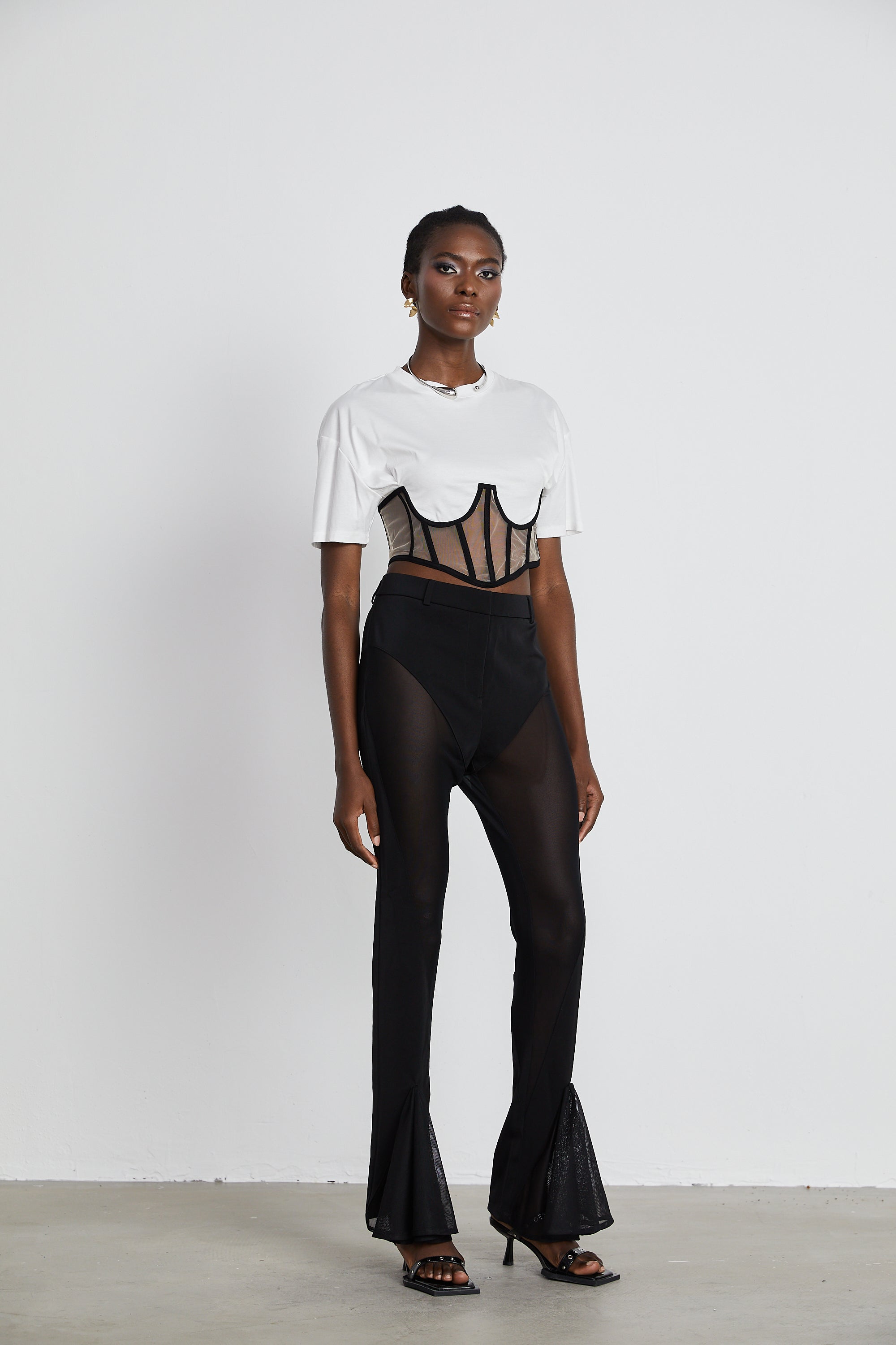 Noémie sheer-panel flared trousers (Final Sale)