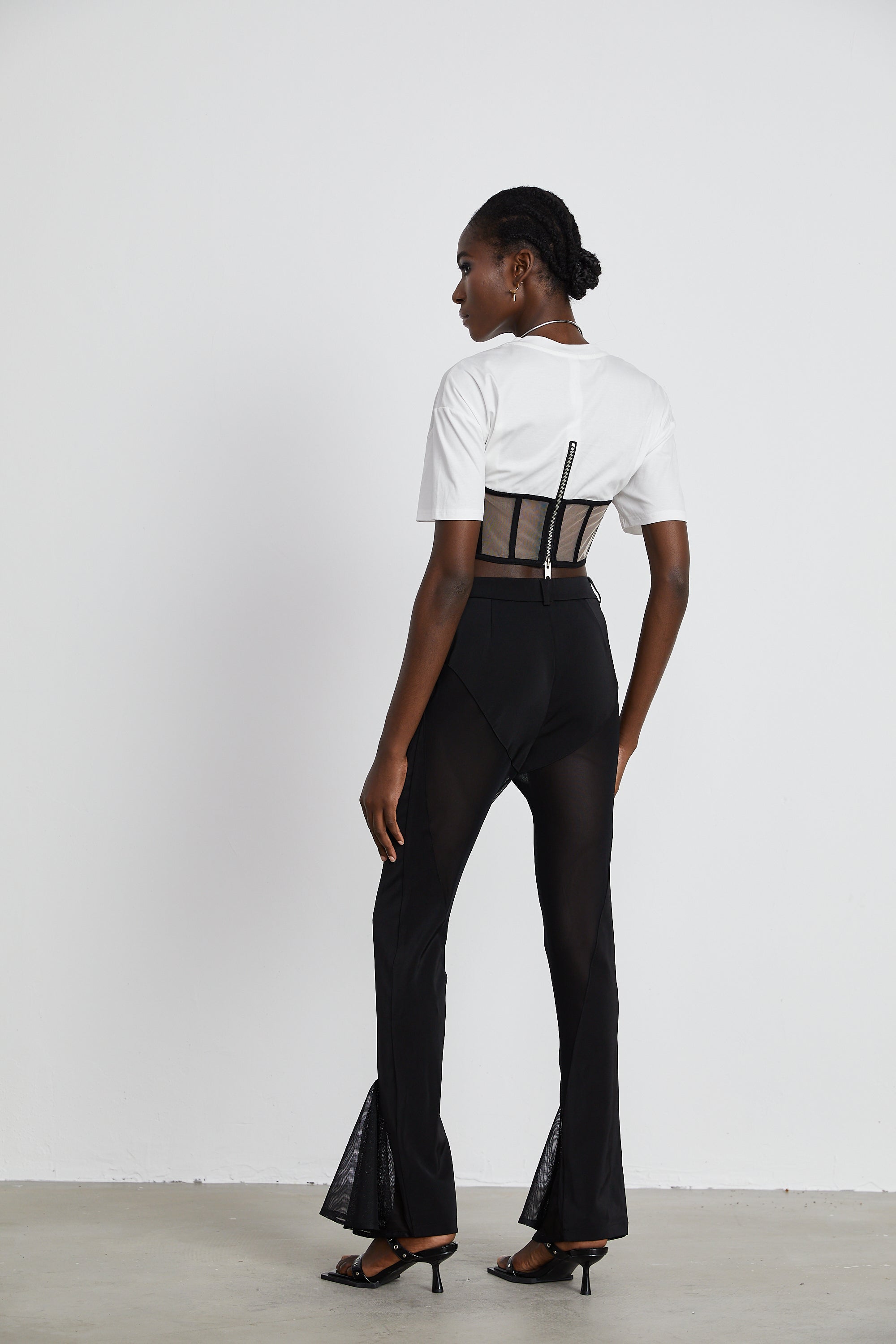 Noémie sheer-panel flared trousers (Final Sale)