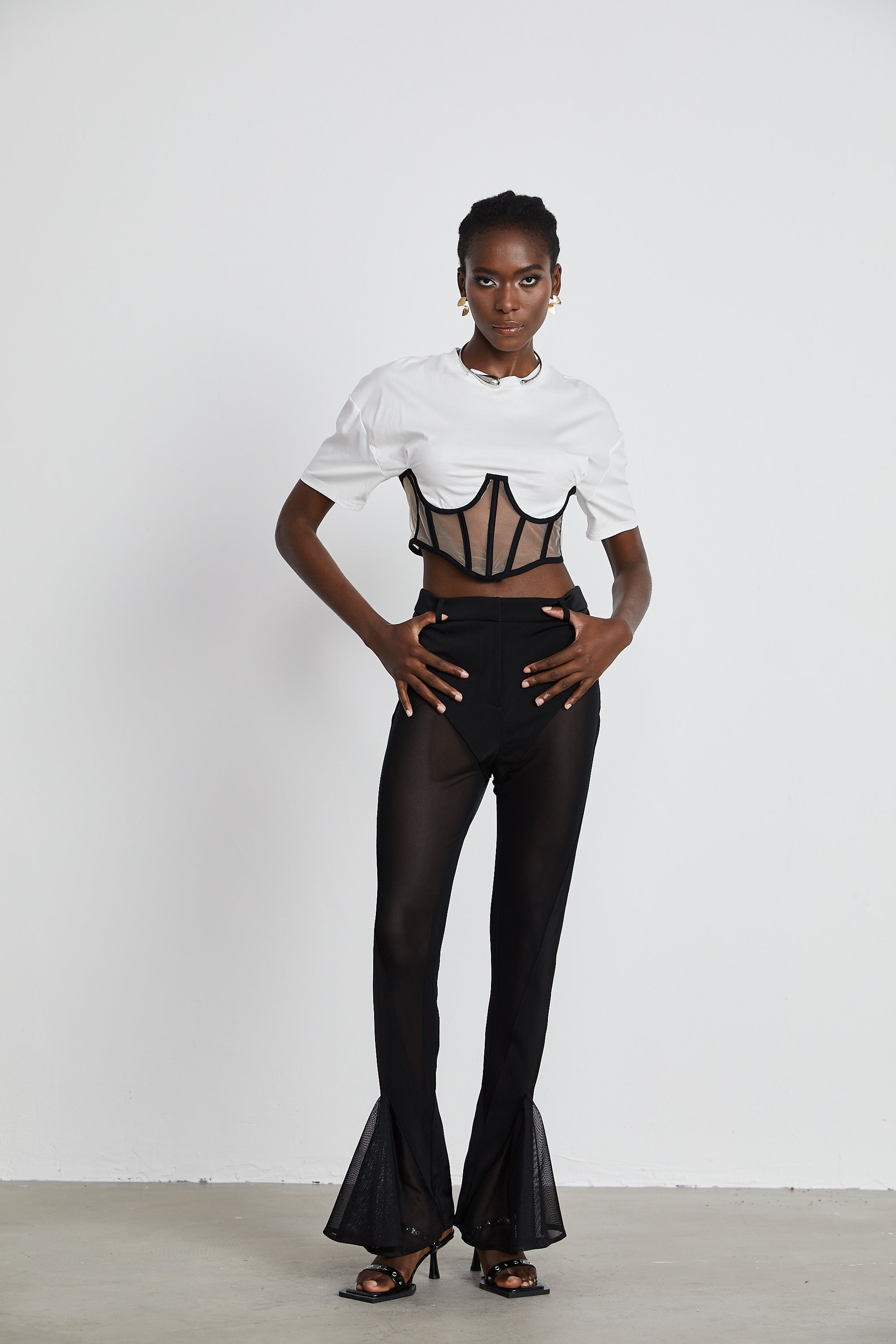 Noémie sheer-panel flared trousers (Final Sale)