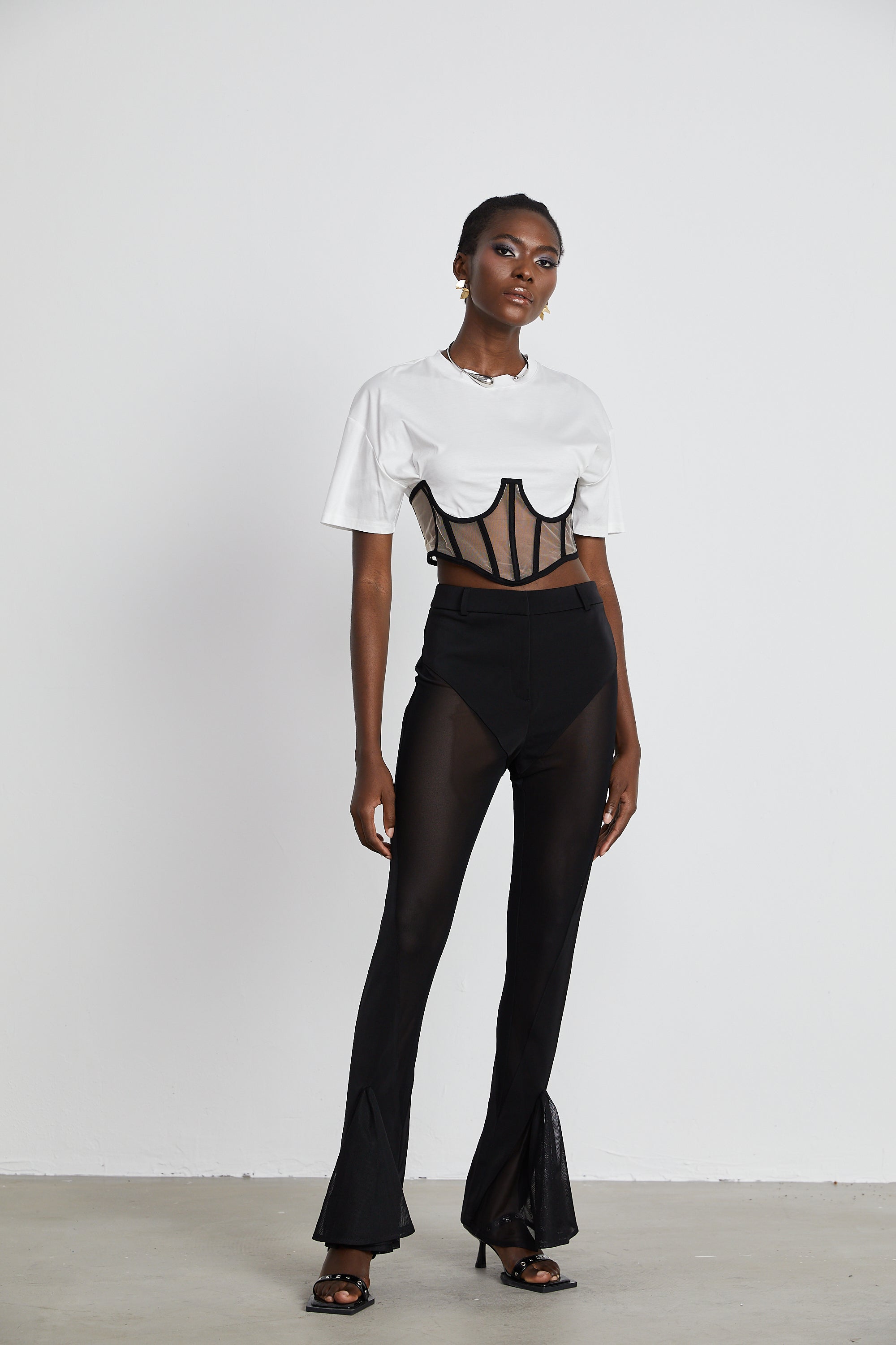 Noémie sheer-panel flared trousers (Final Sale)