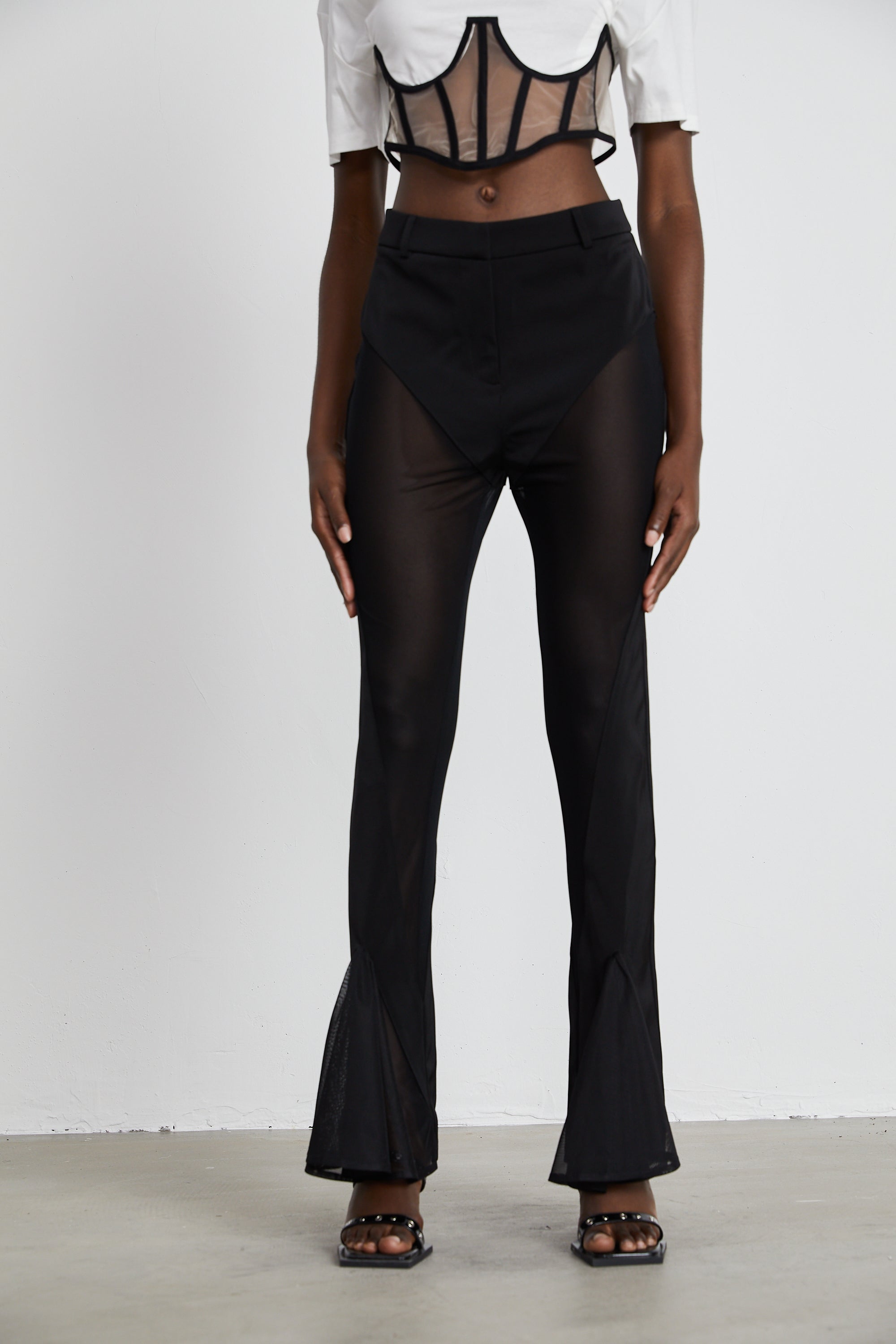 Noémie sheer-panel flared trousers (Final Sale)