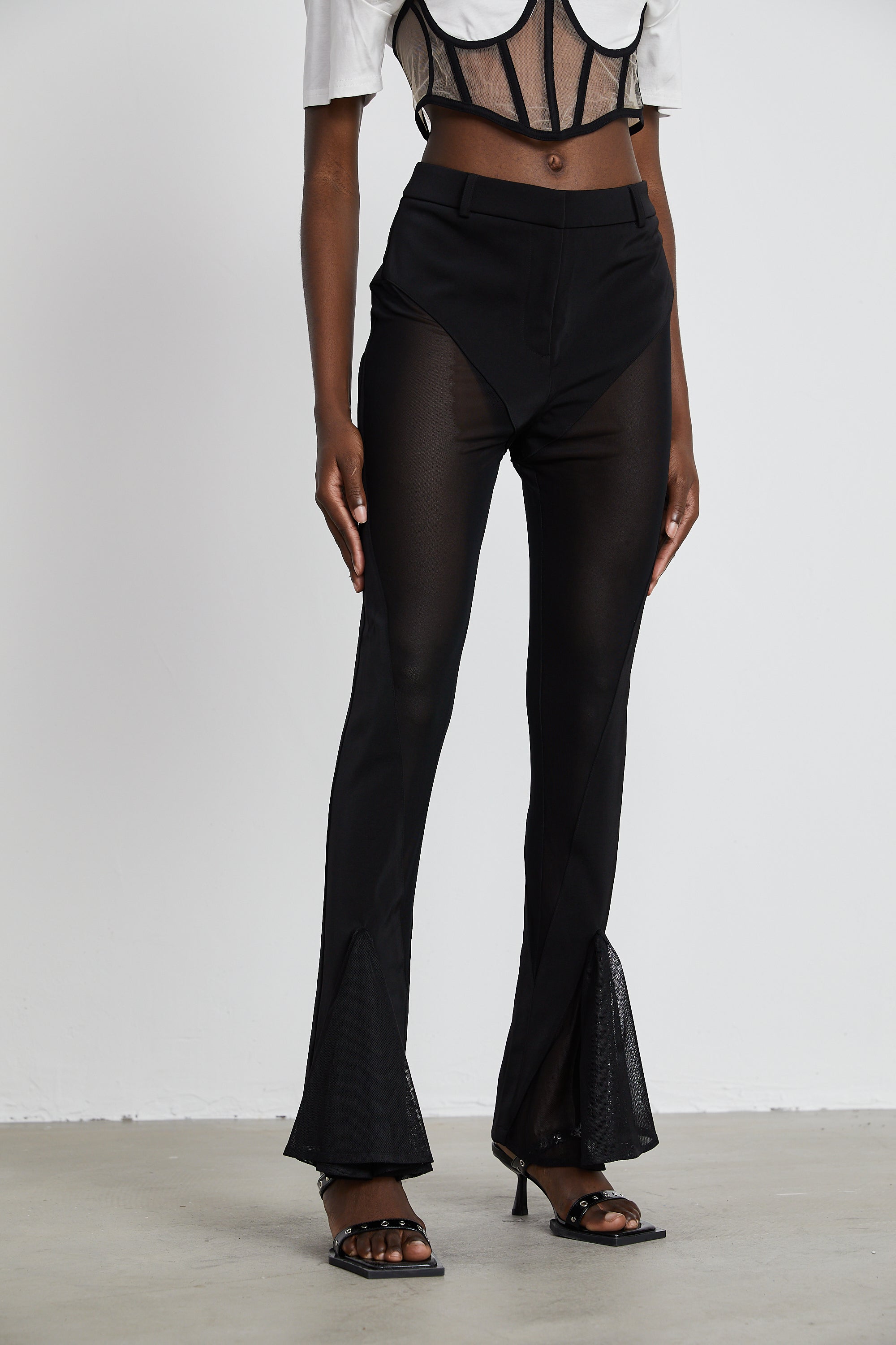 Noémie sheer-panel flared trousers (Final Sale)