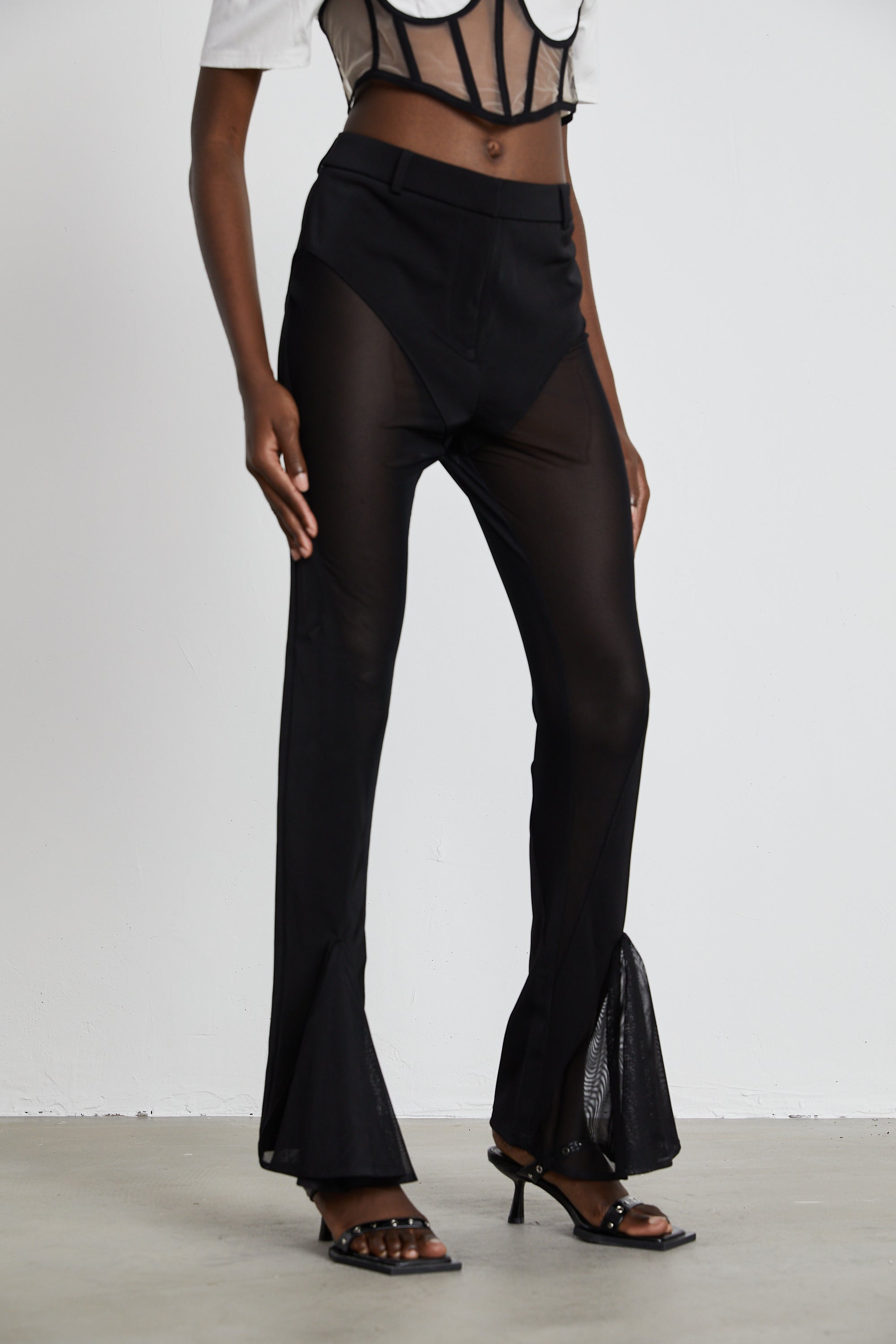 Noémie sheer-panel flared trousers (Final Sale)