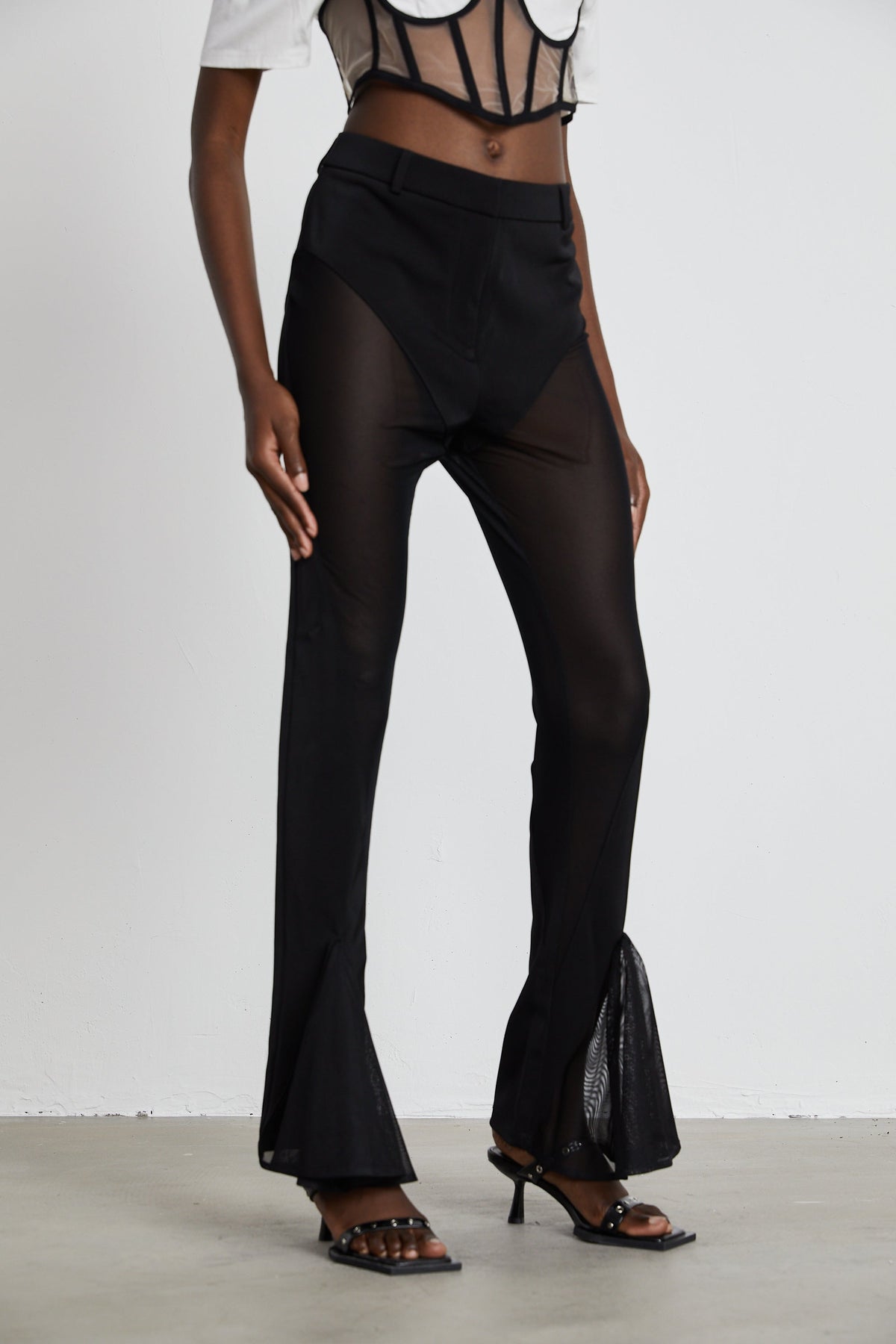 Noémie sheer-panel flared trousers (Final Sale)