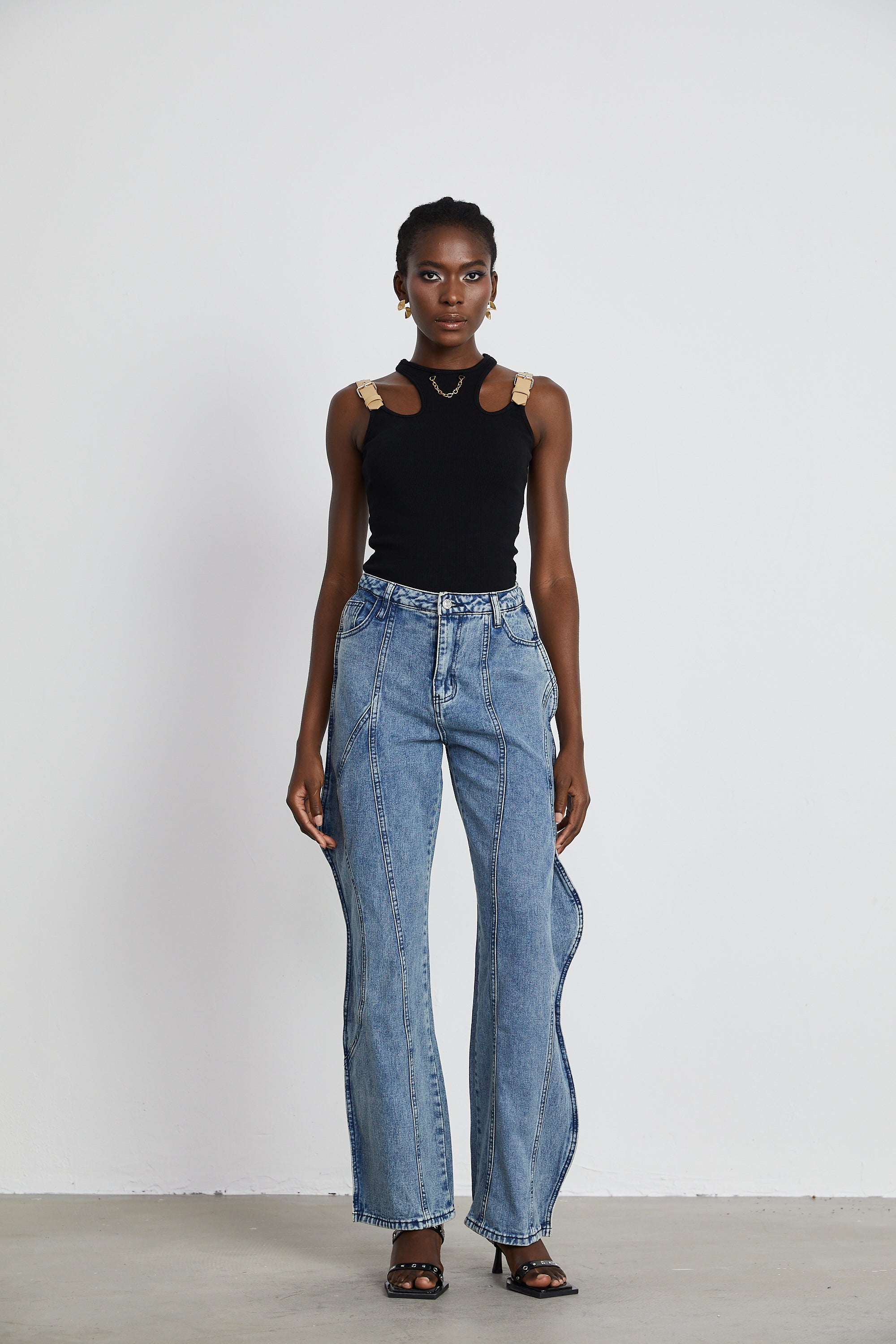 Brigitte asymmetrical wide-leg jeans