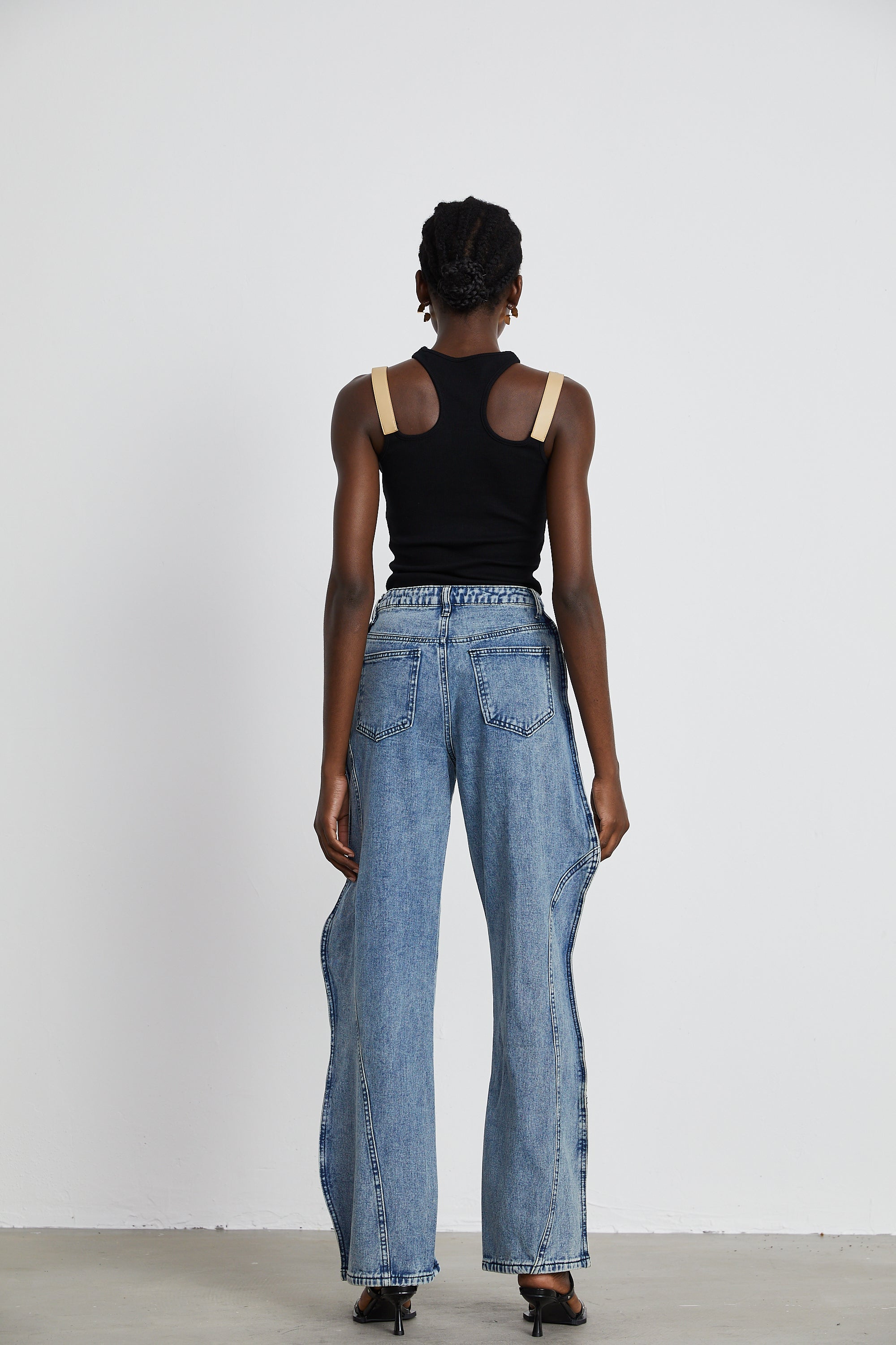 Brigitte asymmetrical wide-leg jeans