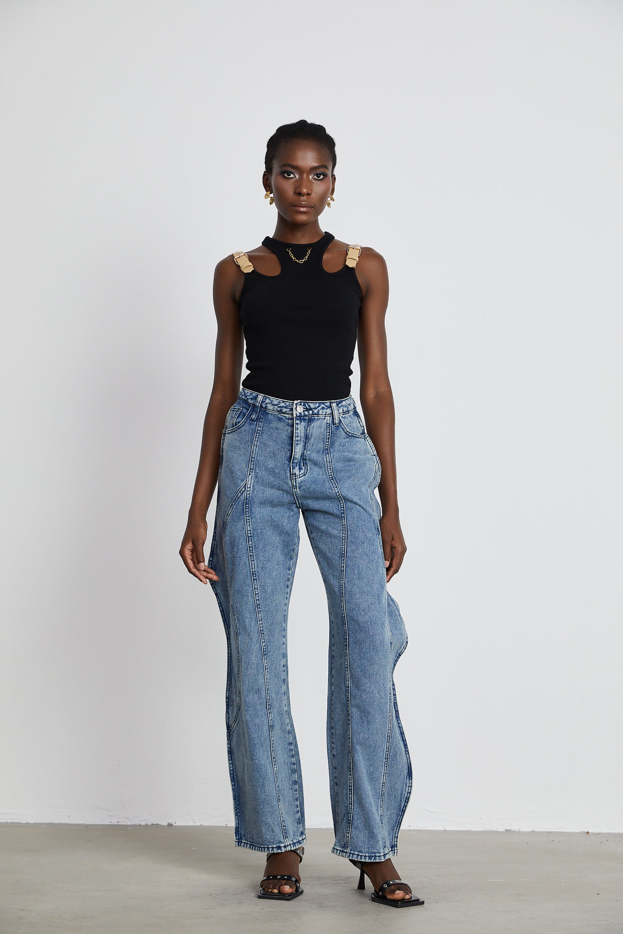 Brigitte asymmetrical wide-leg jeans