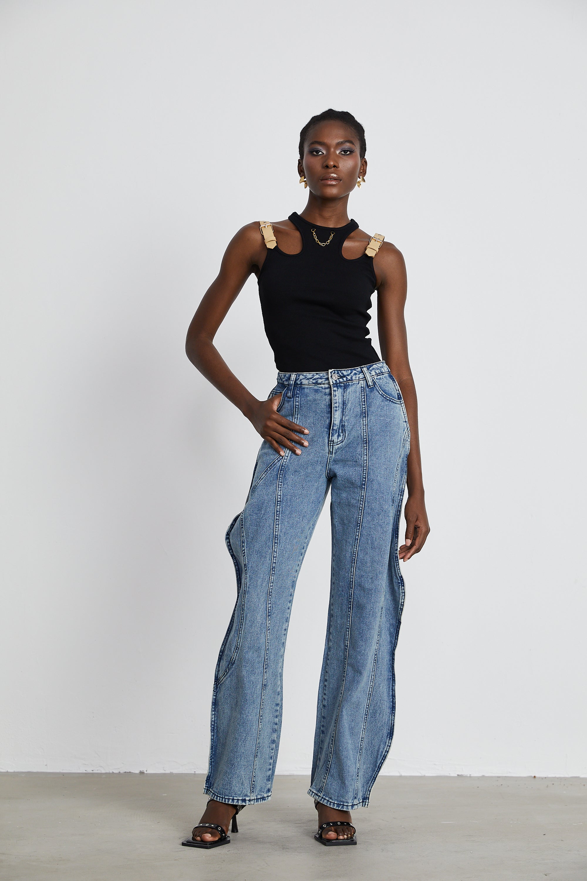 Brigitte asymmetrical wide-leg jeans