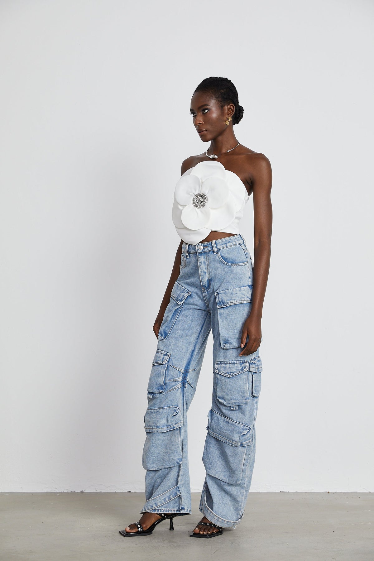 Roxane crystal-embellished floral-appliqué top