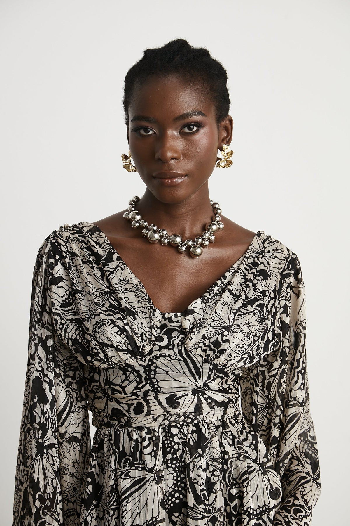 Perrine pattern-print V-neck mini dress (Final Sale)