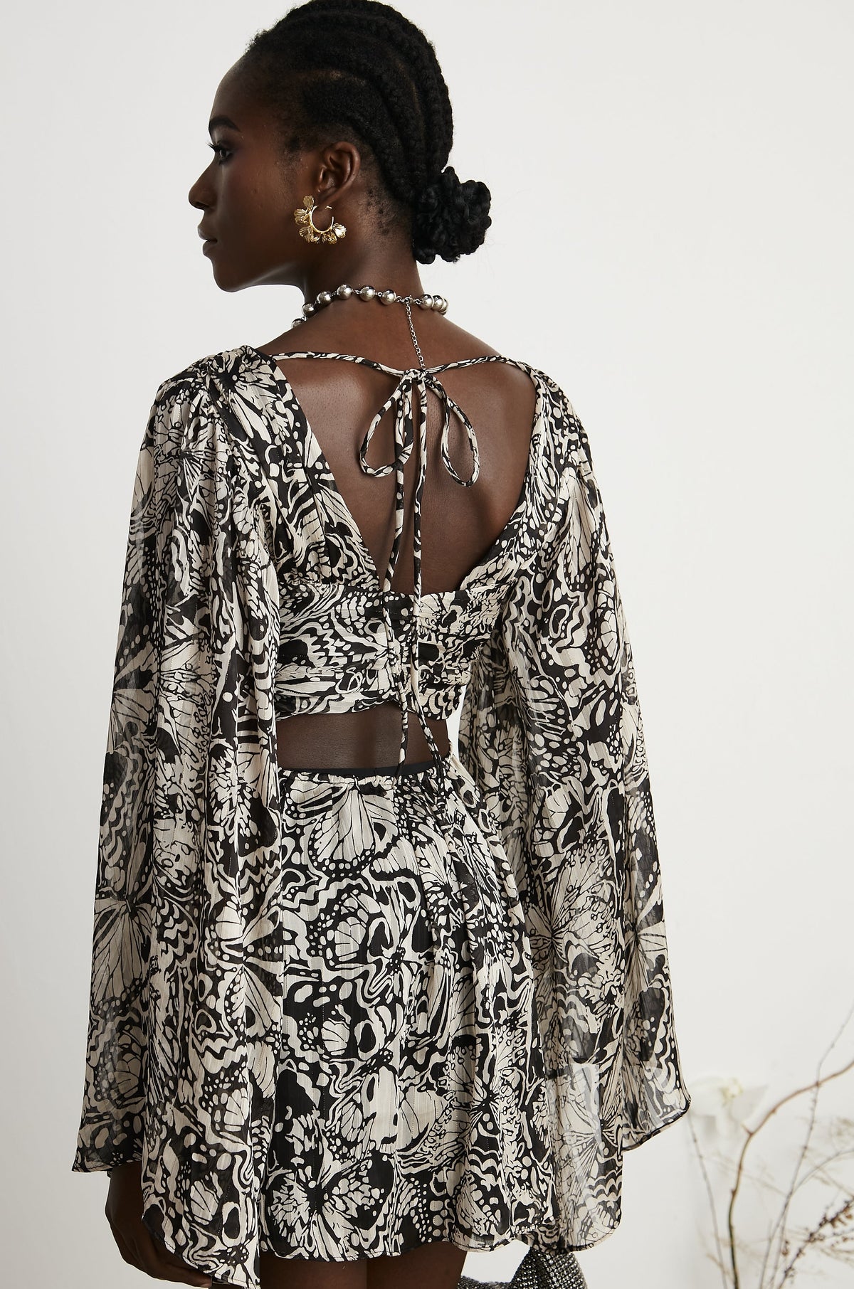 Perrine pattern-print V-neck mini dress (Final Sale)