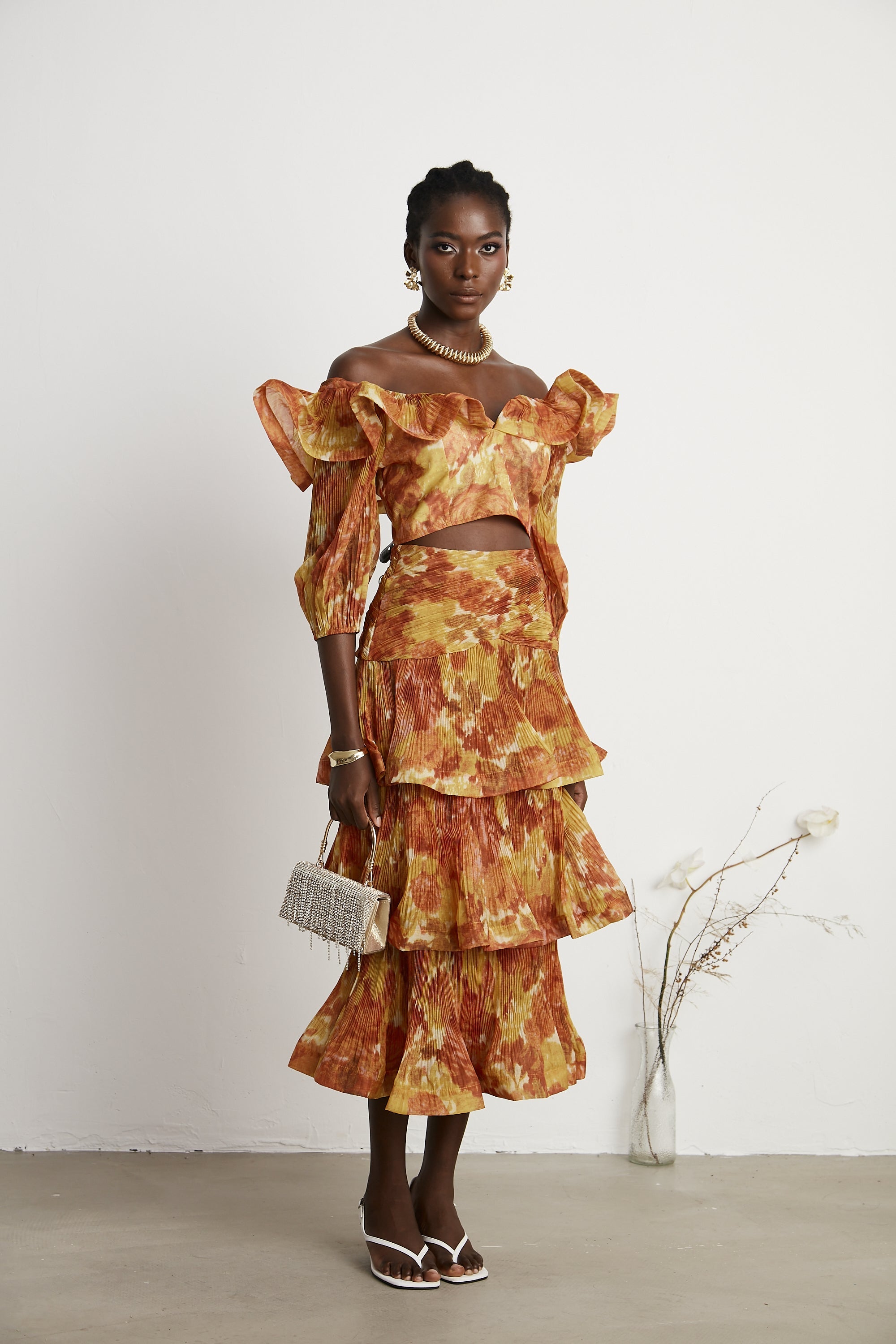 Océane graphic-print ruffled top & skirt matching set (US Only)