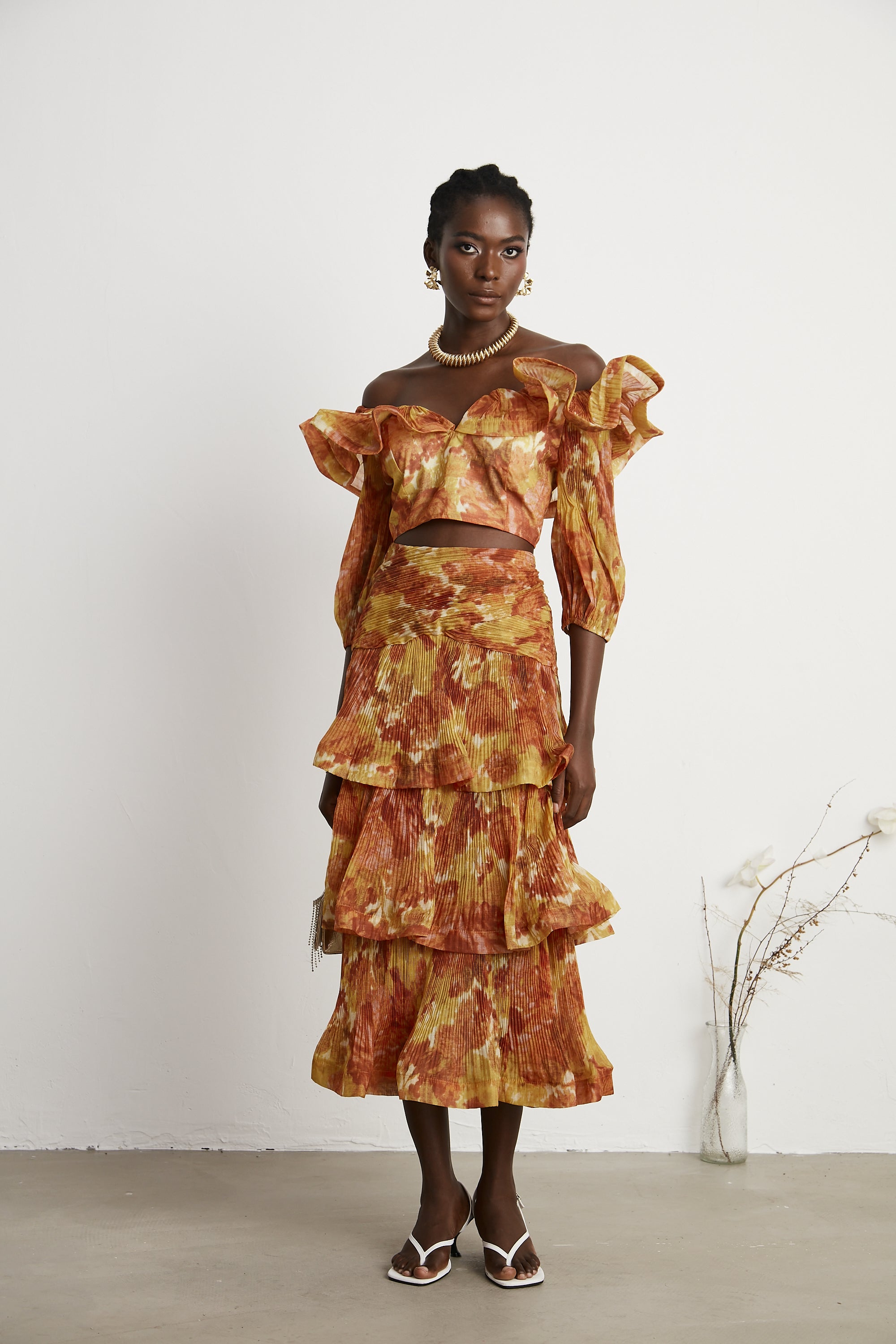 Océane graphic-print ruffled top & skirt matching set (US Only)