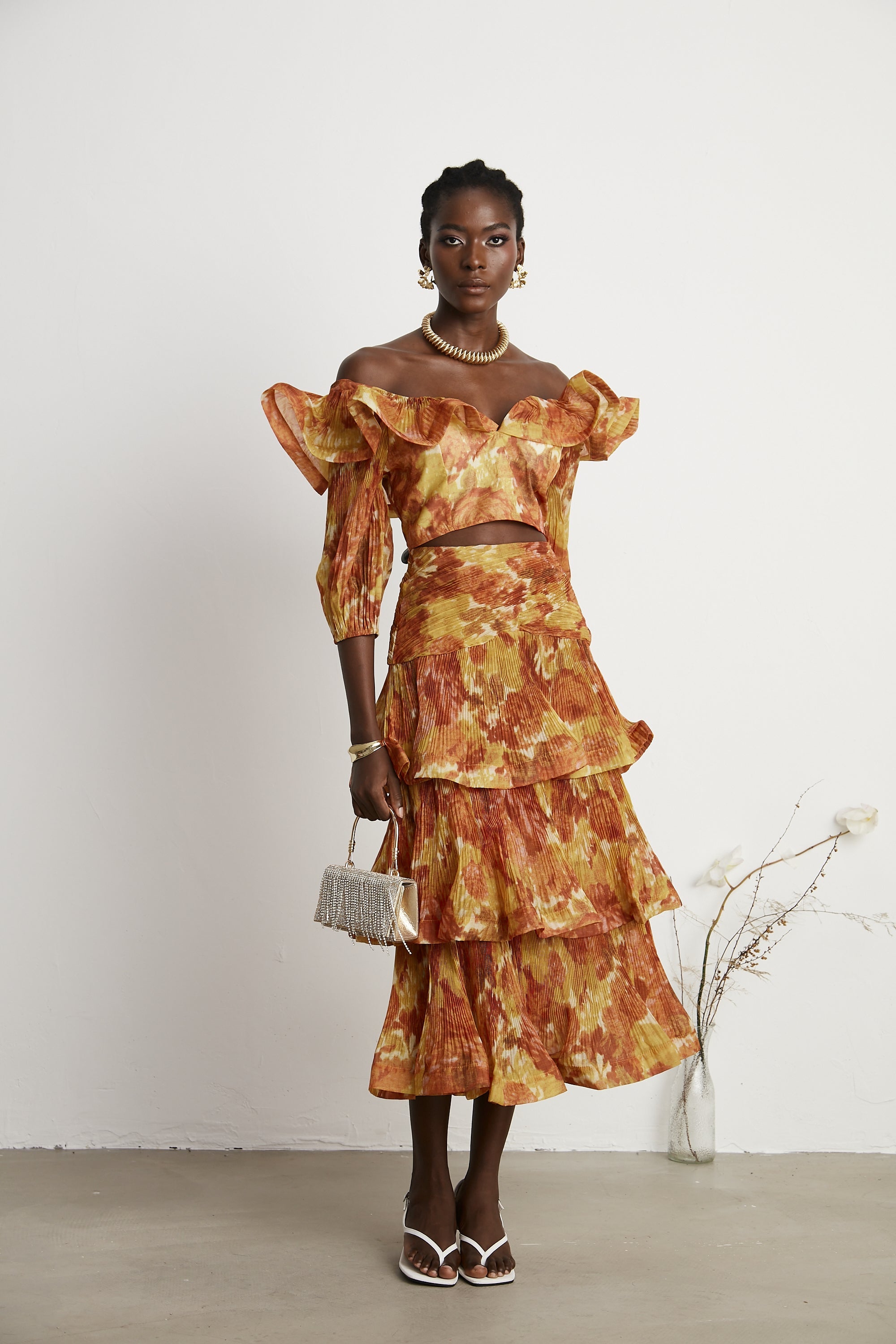 Océane graphic-print ruffled top & skirt matching set (US Only)