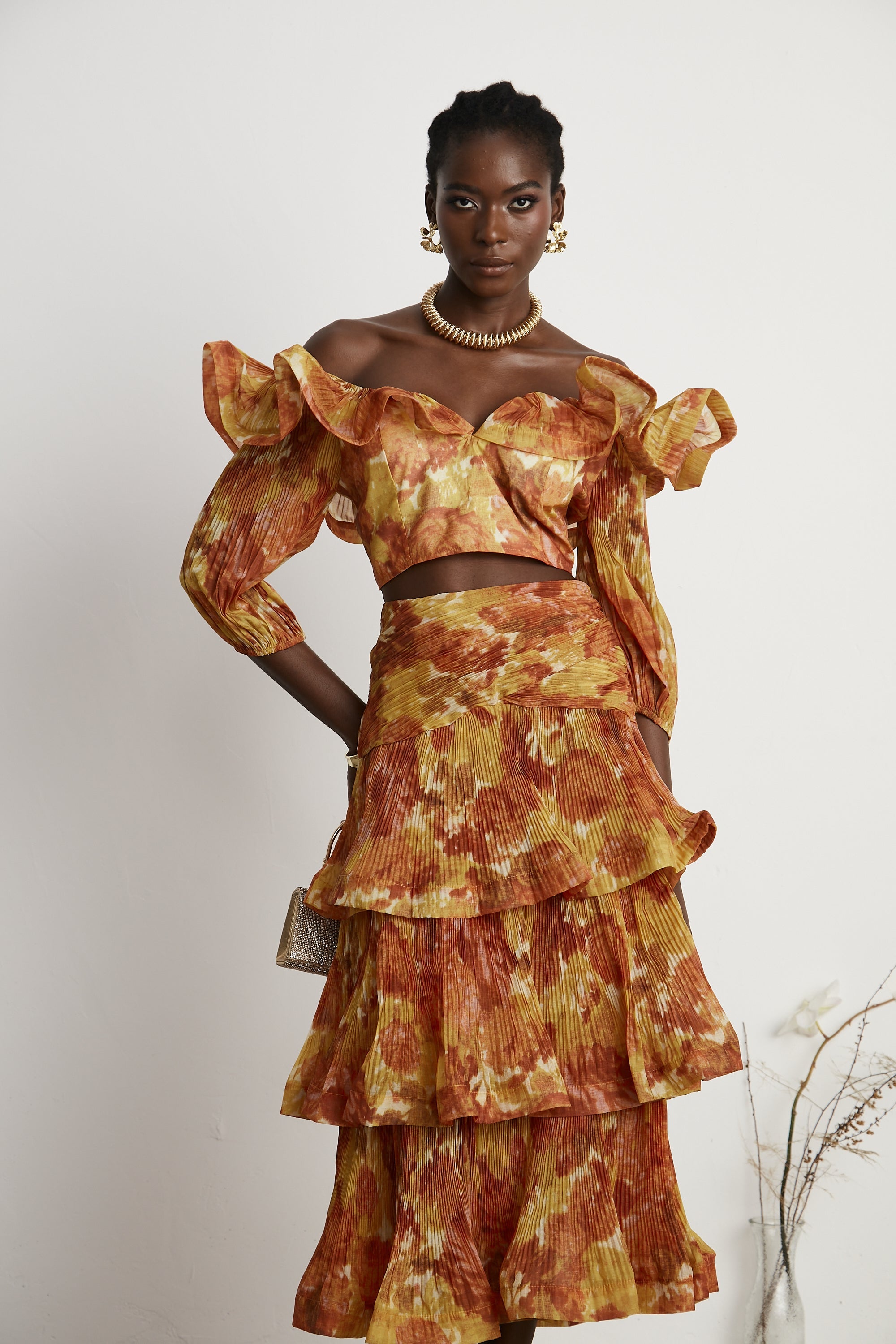 Océane graphic-print ruffled top & skirt matching set (US Only)
