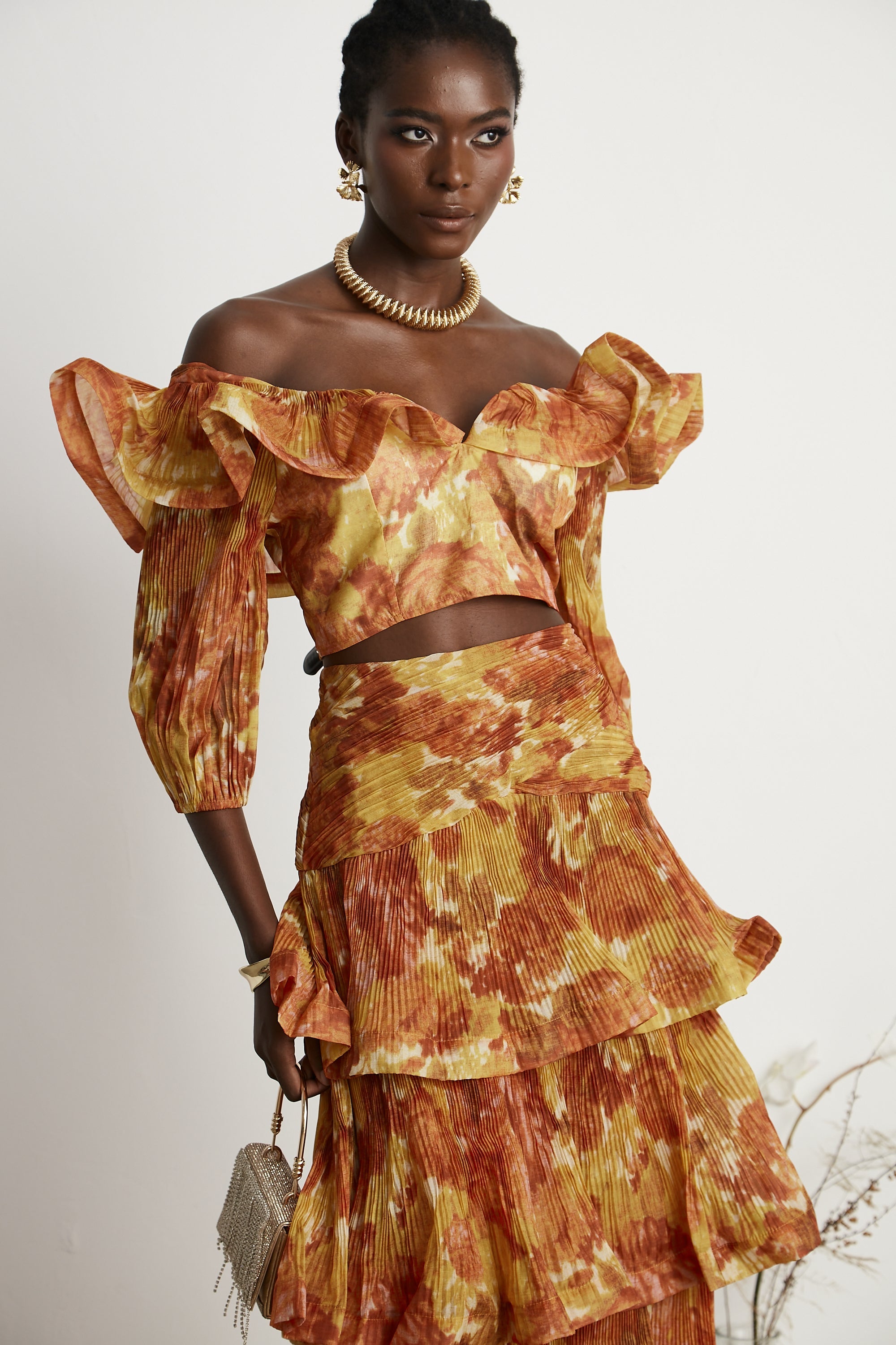 Océane graphic-print ruffled top & skirt matching set (US Only)